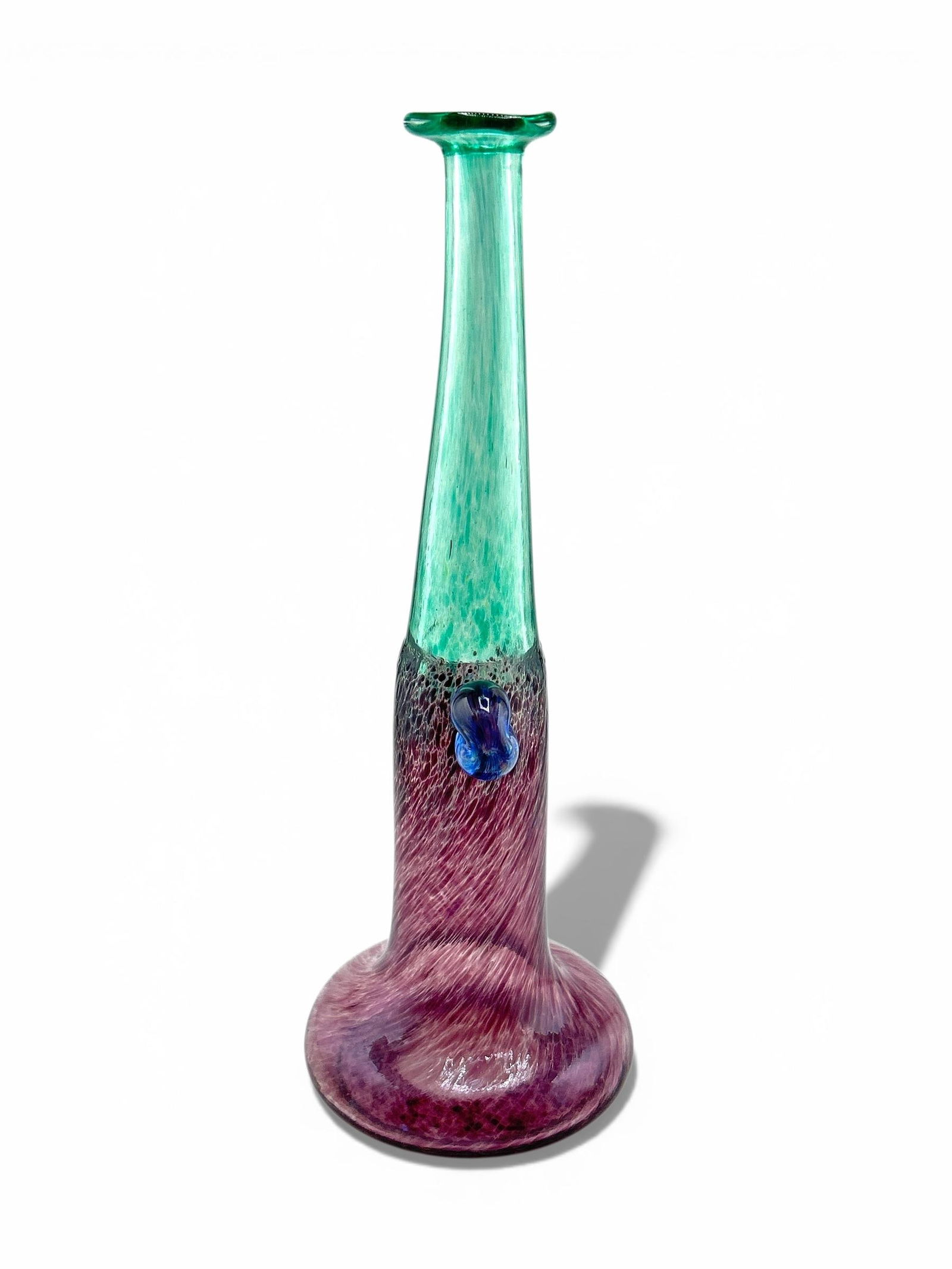 1970s Bertil Vallien Swedish "Windpipe" Purple & Green Art Glass Vase for Kosta Boda - 4