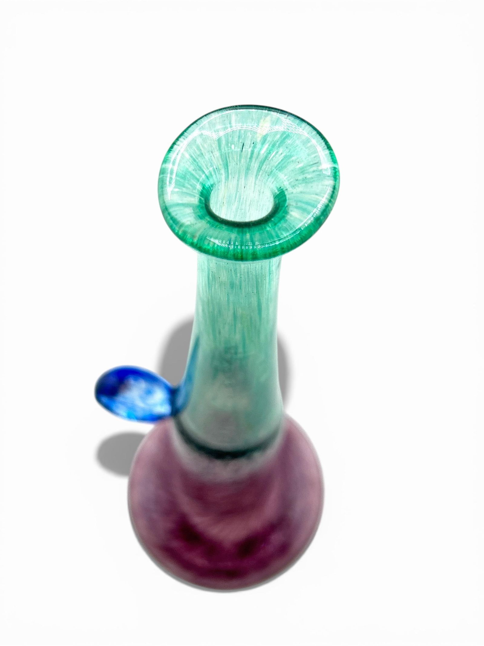 1970s Bertil Vallien Swedish "Windpipe" Purple & Green Art Glass Vase for Kosta Boda - 5