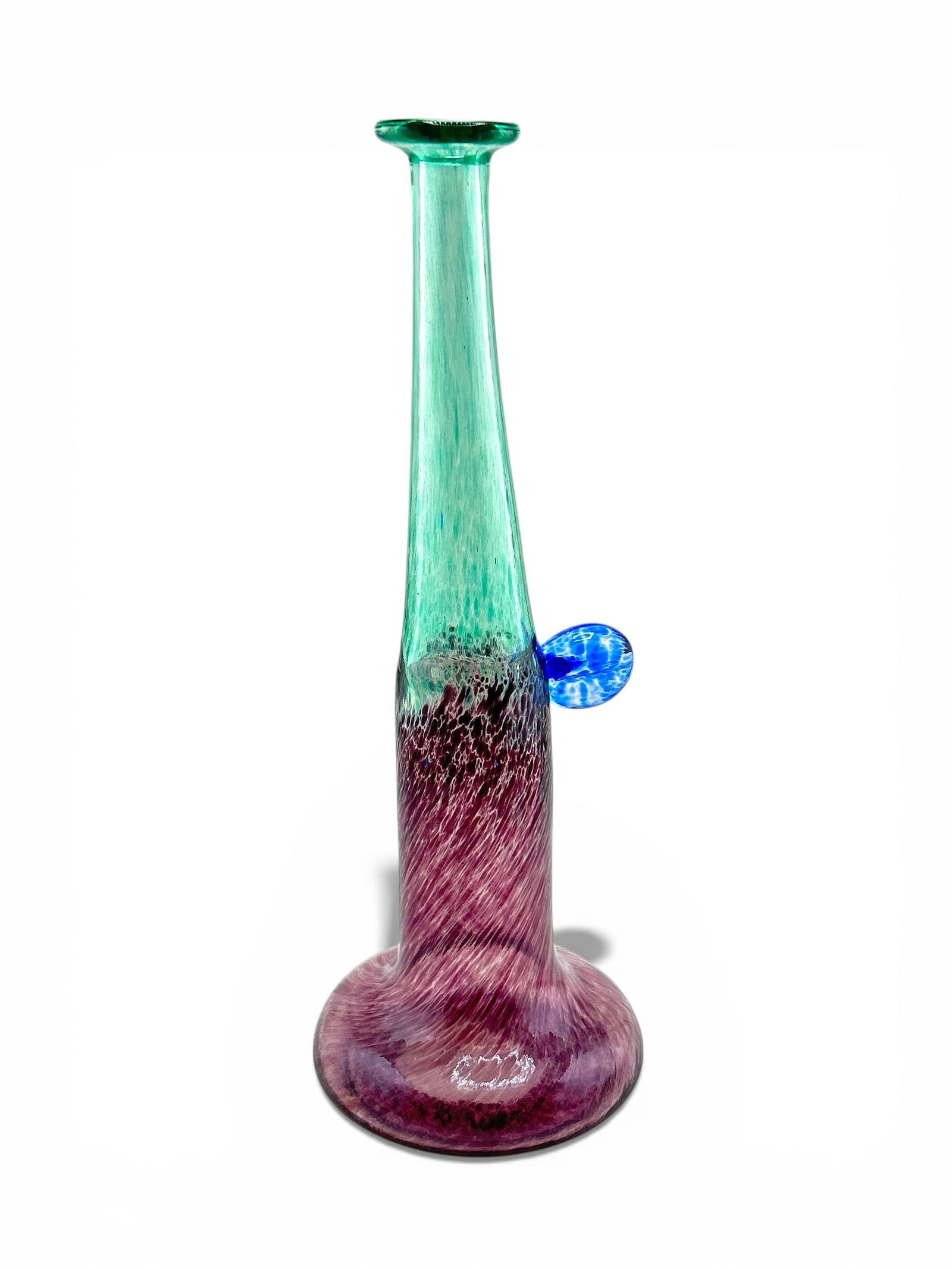 1970s Bertil Vallien Swedish "Windpipe" Purple & Green Art Glass Vase for Kosta Boda - 7