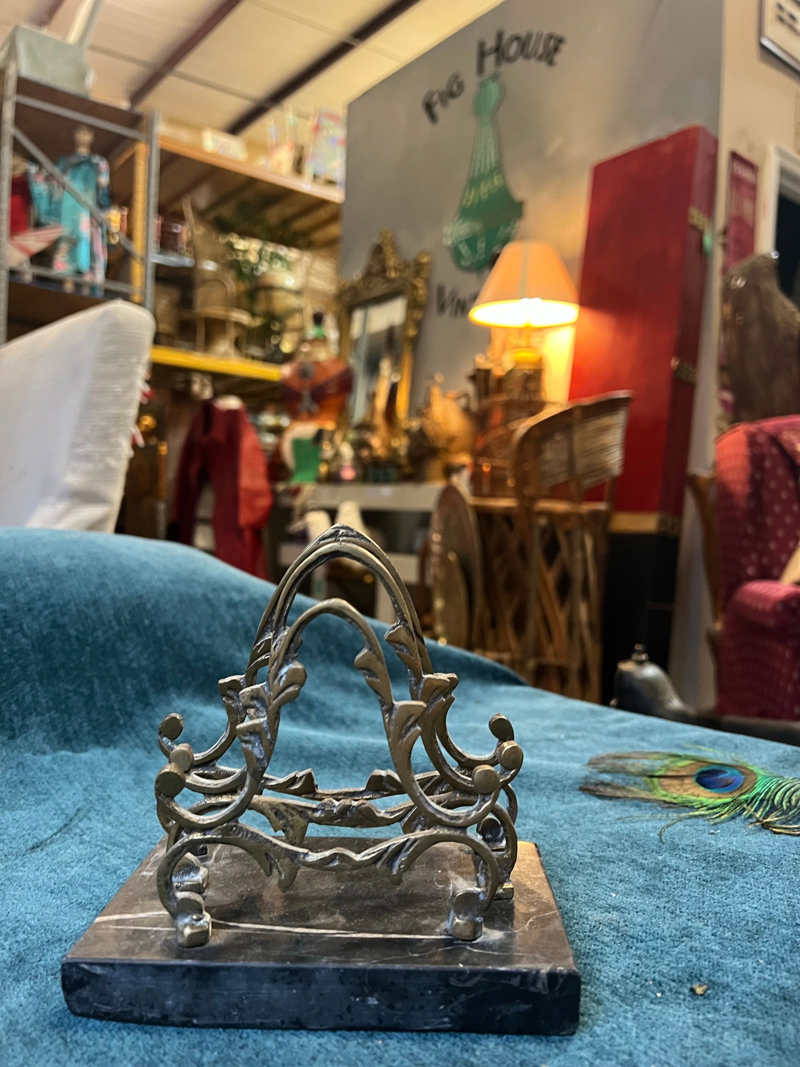 Vintage Brass File/Paper Organizer With Marble Base - 3