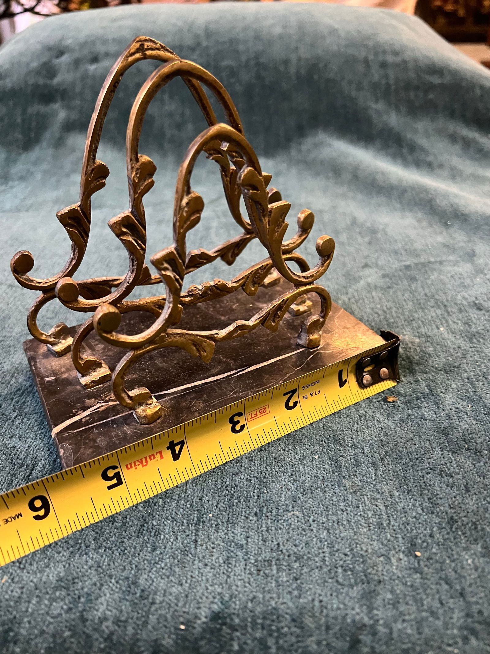 Vintage Brass File/Paper Organizer With Marble Base - 6