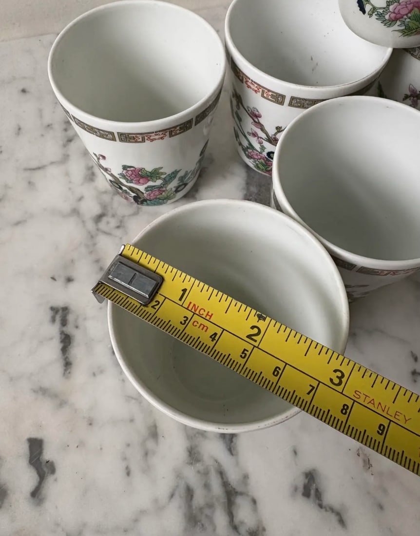 Mid 20th Century Limoges France Hand Painted Porcelain Cups - Set of 6 - 4