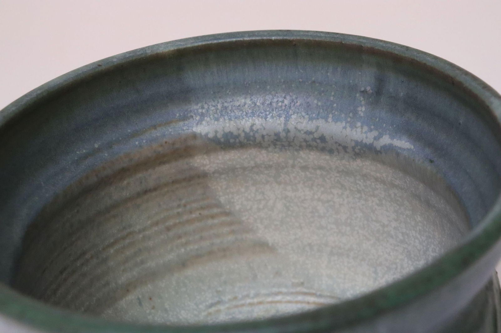 Petite Vintage Green and Blue Incised Ceramic Planter Vase by Deanna Nichols - 17