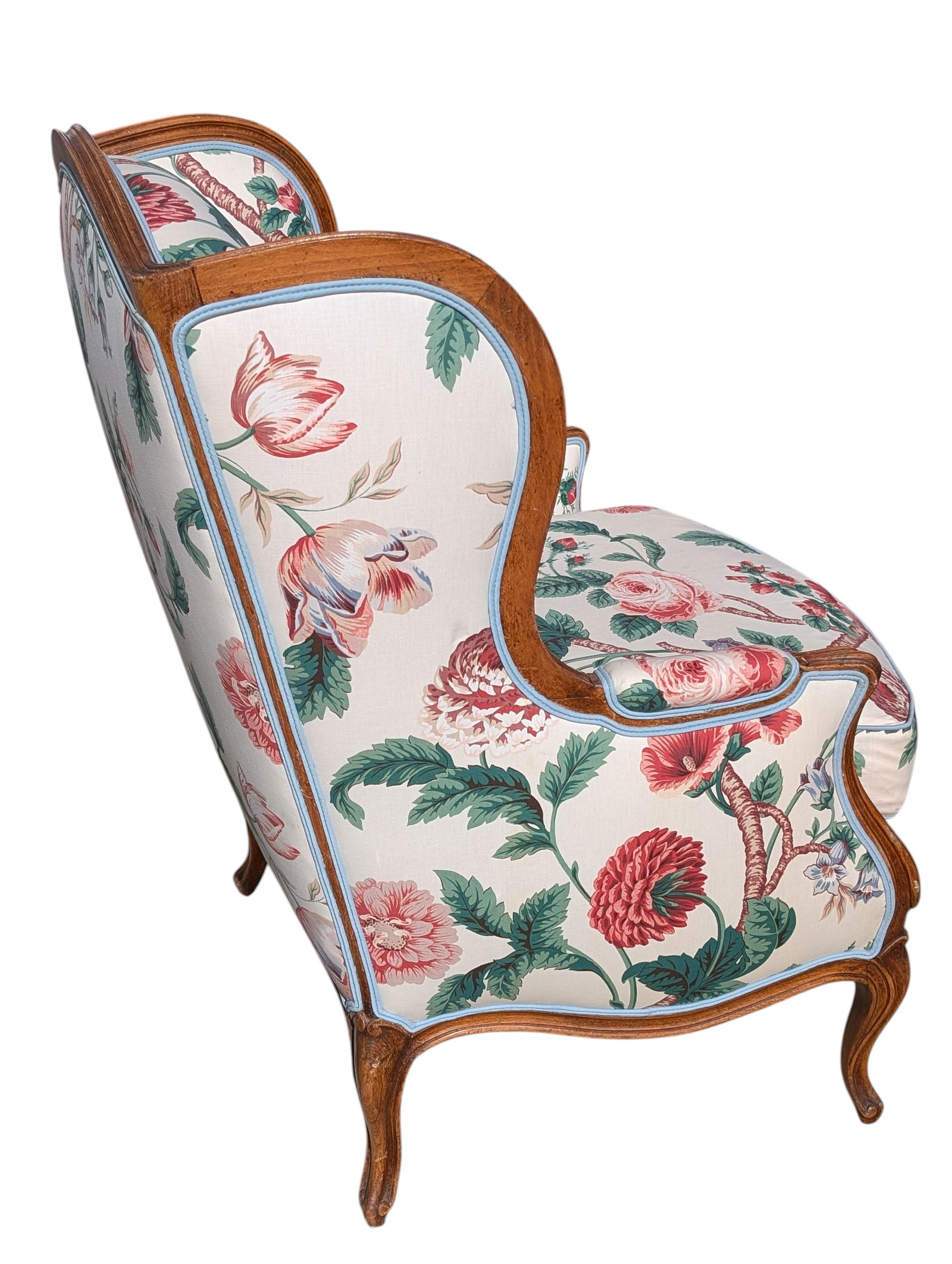 Early 20th Century French Country Louis XV Style Carved Walnut Bergere Chair - 3