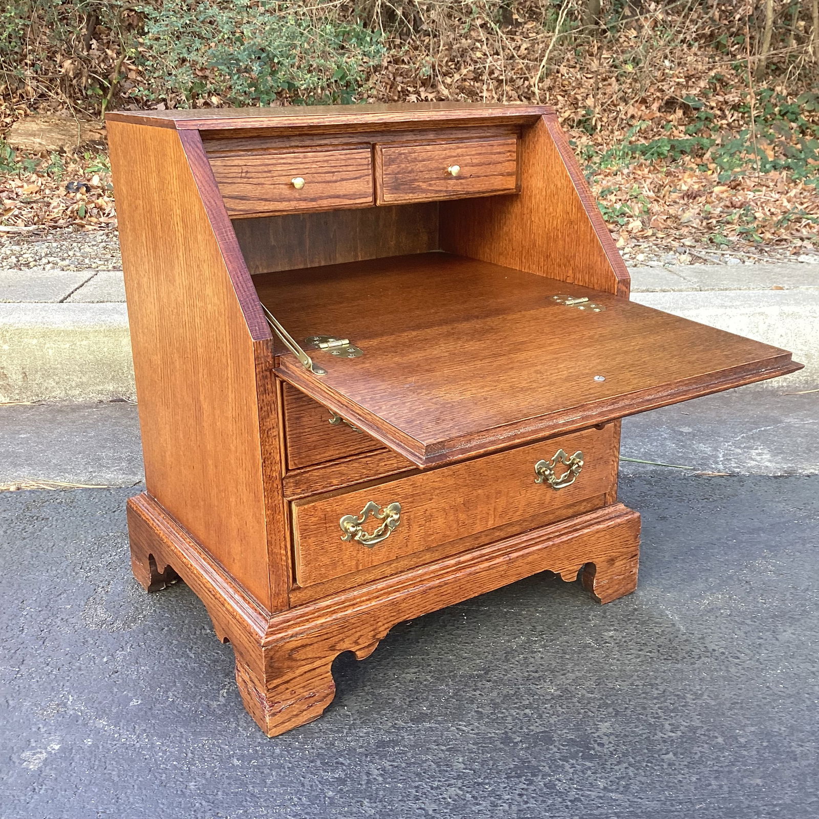 Vintage Child Sized Oak Drop Front Secretary Desk - 2