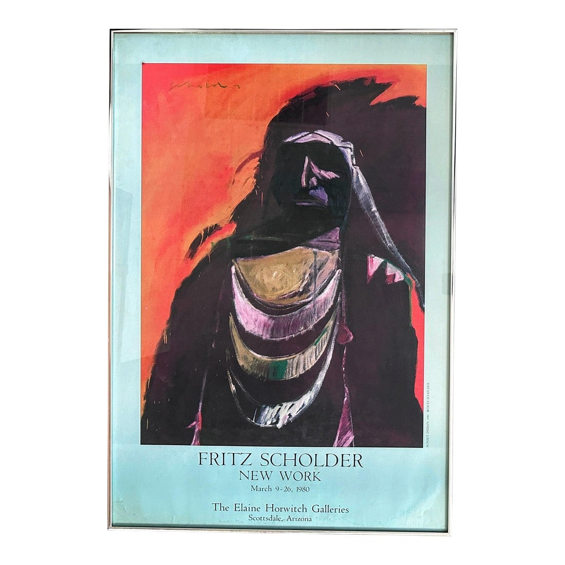 1980s Original Fritz Scholder "Sunset Indian" Gallery Show Poster (1 of 12)