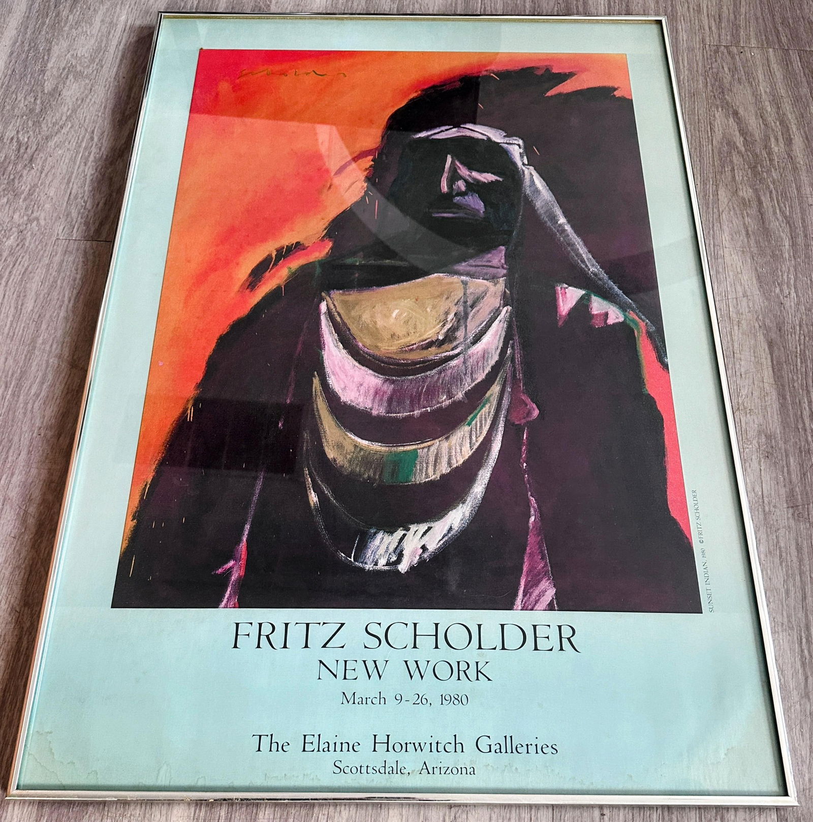 1980s Original Fritz Scholder "Sunset Indian" Gallery Show Poster - 3