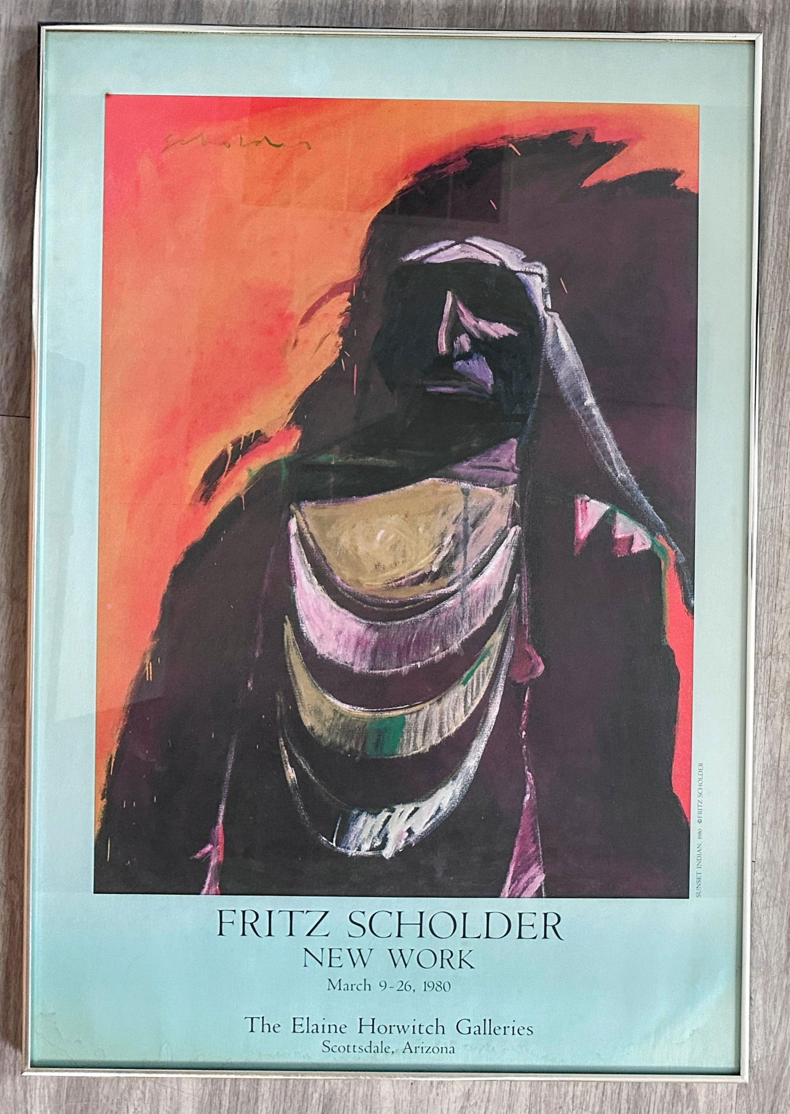 1980s Original Fritz Scholder "Sunset Indian" Gallery Show Poster - 6