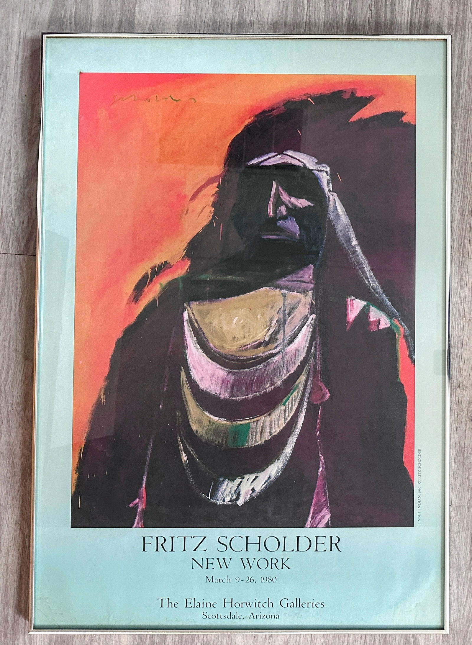 1980s Original Fritz Scholder "Sunset Indian" Gallery Show Poster - 8