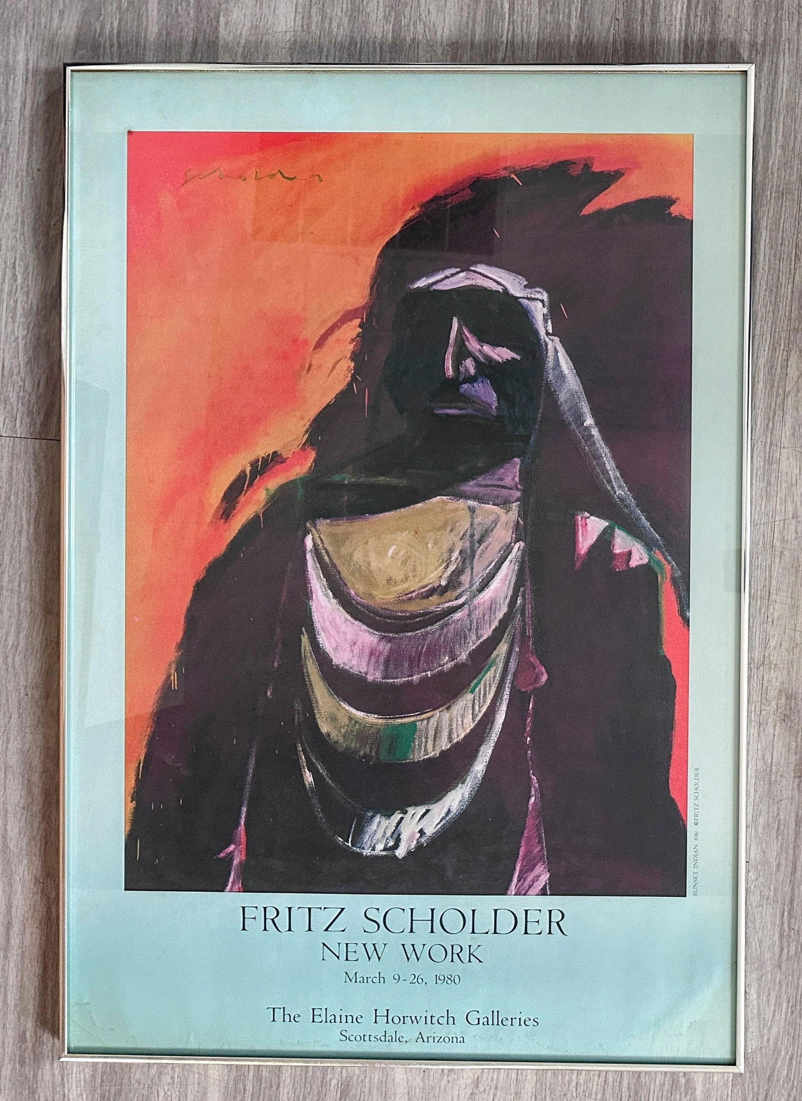 1980s Original Fritz Scholder "Sunset Indian" Gallery Show Poster - 9