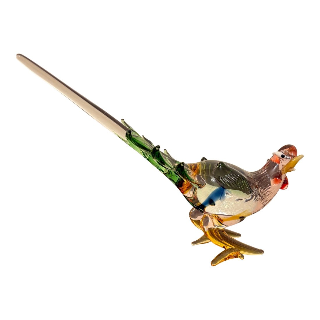 Murano Blown Glass Multi-Color Delicate Road Runner: This piece of Murano depicts an animated beautifully conceived and executed multi-colored depiction of a road runner. It's almost like the artisan said to themselves, what is the cutest figure I can