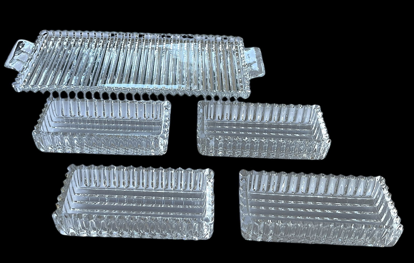 Mid 20th Century Mid 20th Century Indiana Glass "Colony Park" Ribbed Pressed Glass Relish Tray With - 2