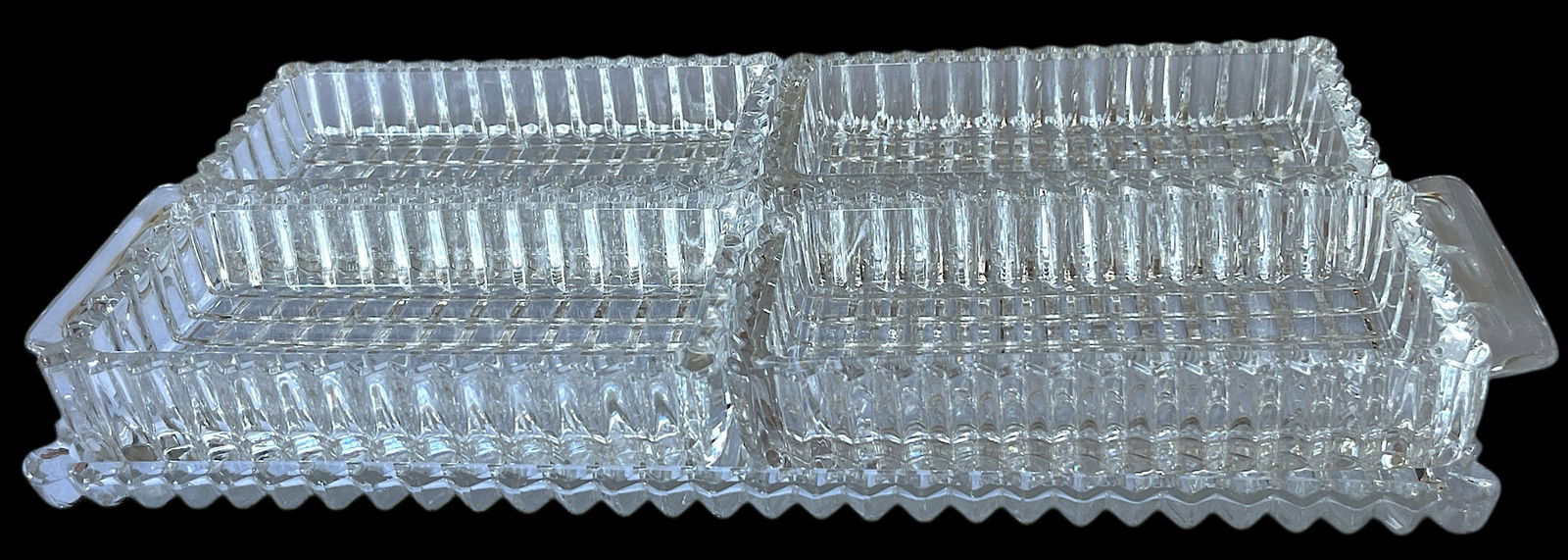 Mid 20th Century Mid 20th Century Indiana Glass "Colony Park" Ribbed Pressed Glass Relish Tray With - 3