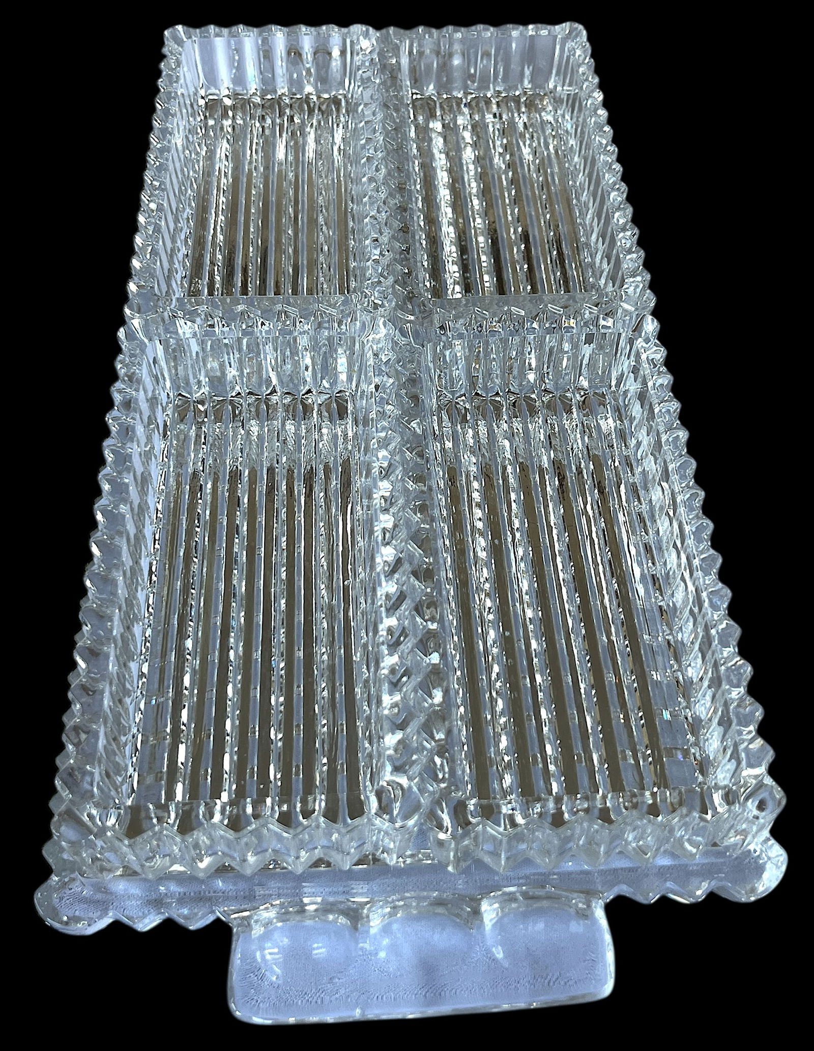 Mid 20th Century Mid 20th Century Indiana Glass "Colony Park" Ribbed Pressed Glass Relish Tray With - 5