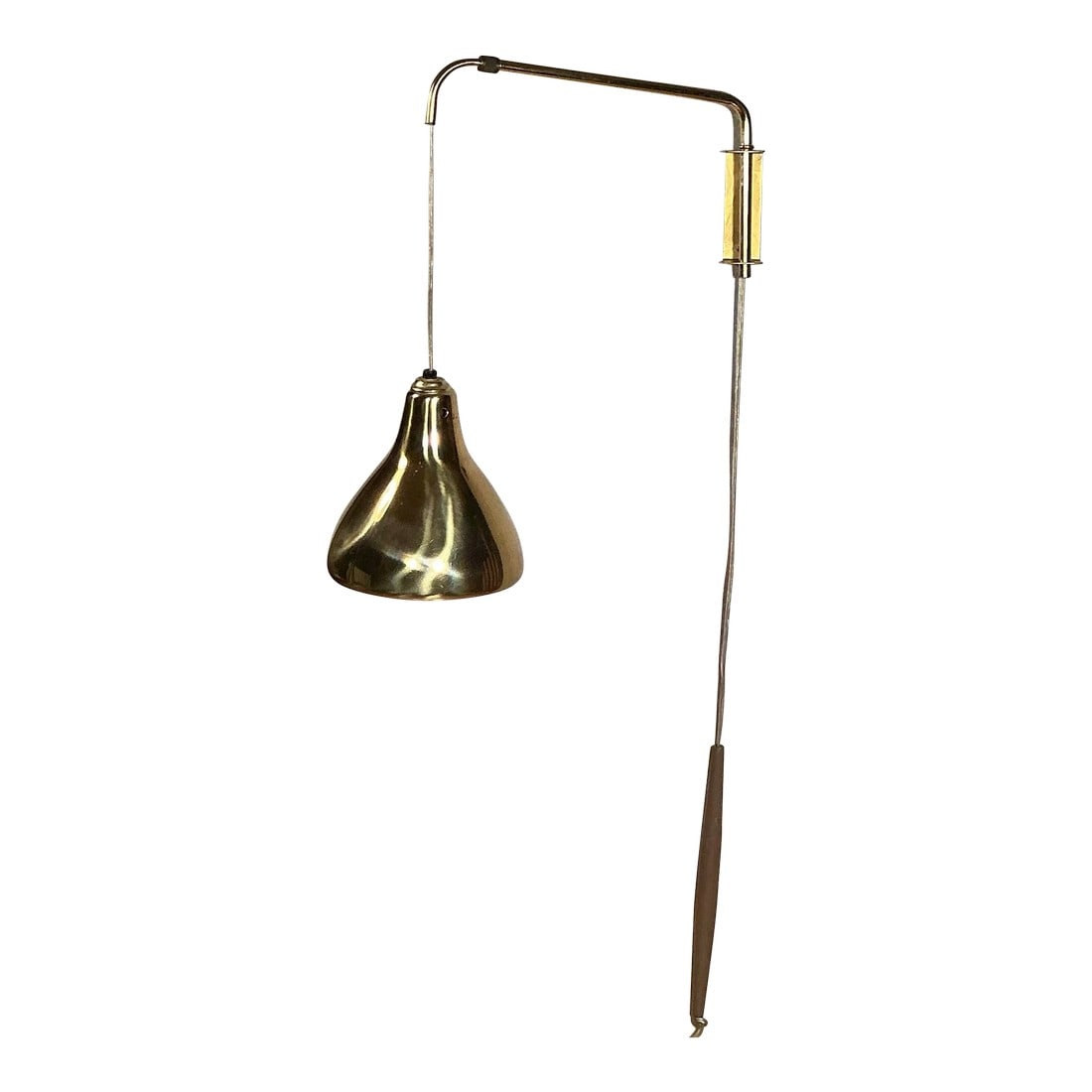 Telescopic Arm Wall Lamp With Brass Metal Shade Attributed to Gunnel Nyman, MCM 1950s (1 of 12)