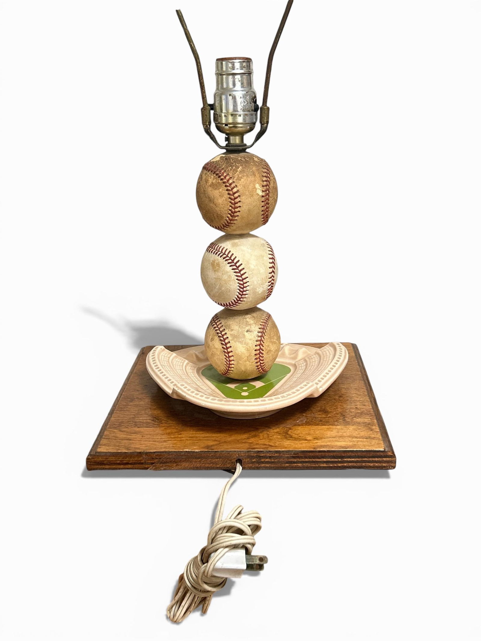 1960's Mid Century Los Angeles Dodgers Ceramic Ashtray Baseball Lamp - 4