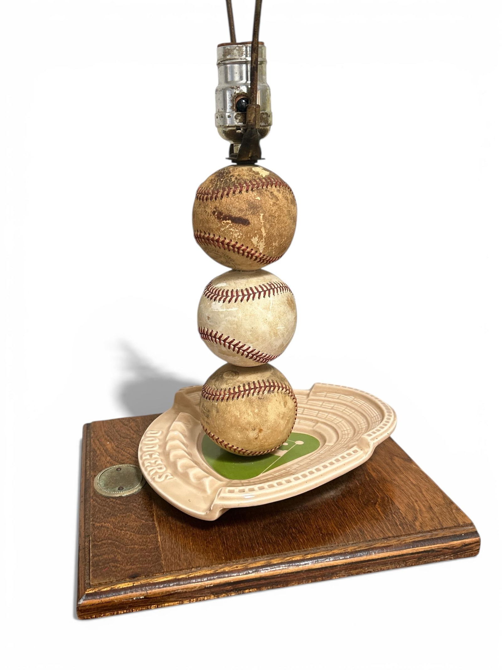 1960's Mid Century Los Angeles Dodgers Ceramic Ashtray Baseball Lamp - 5