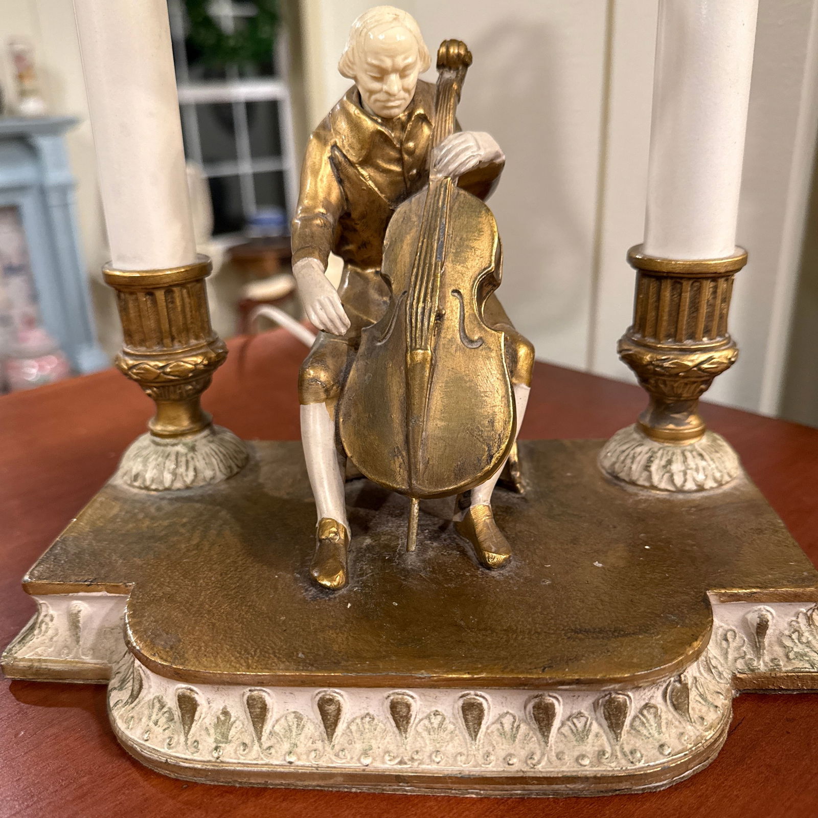 1930's Rare Elegant Gilded Twin Candlestick Lamp - 2