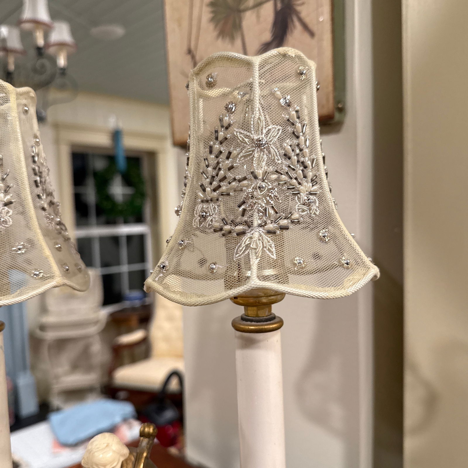 1930's Rare Elegant Gilded Twin Candlestick Lamp - 3