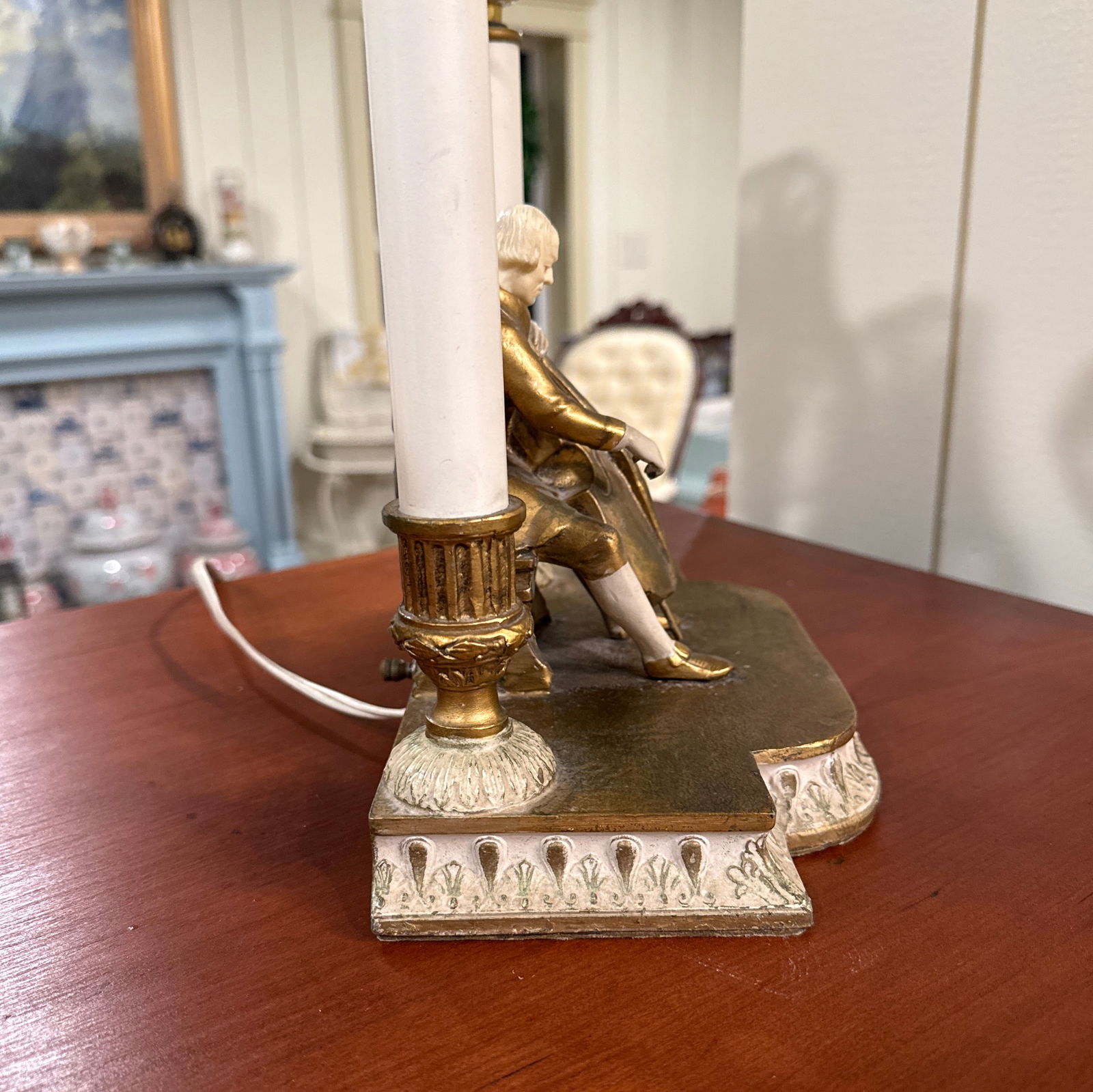 1930's Rare Elegant Gilded Twin Candlestick Lamp - 6