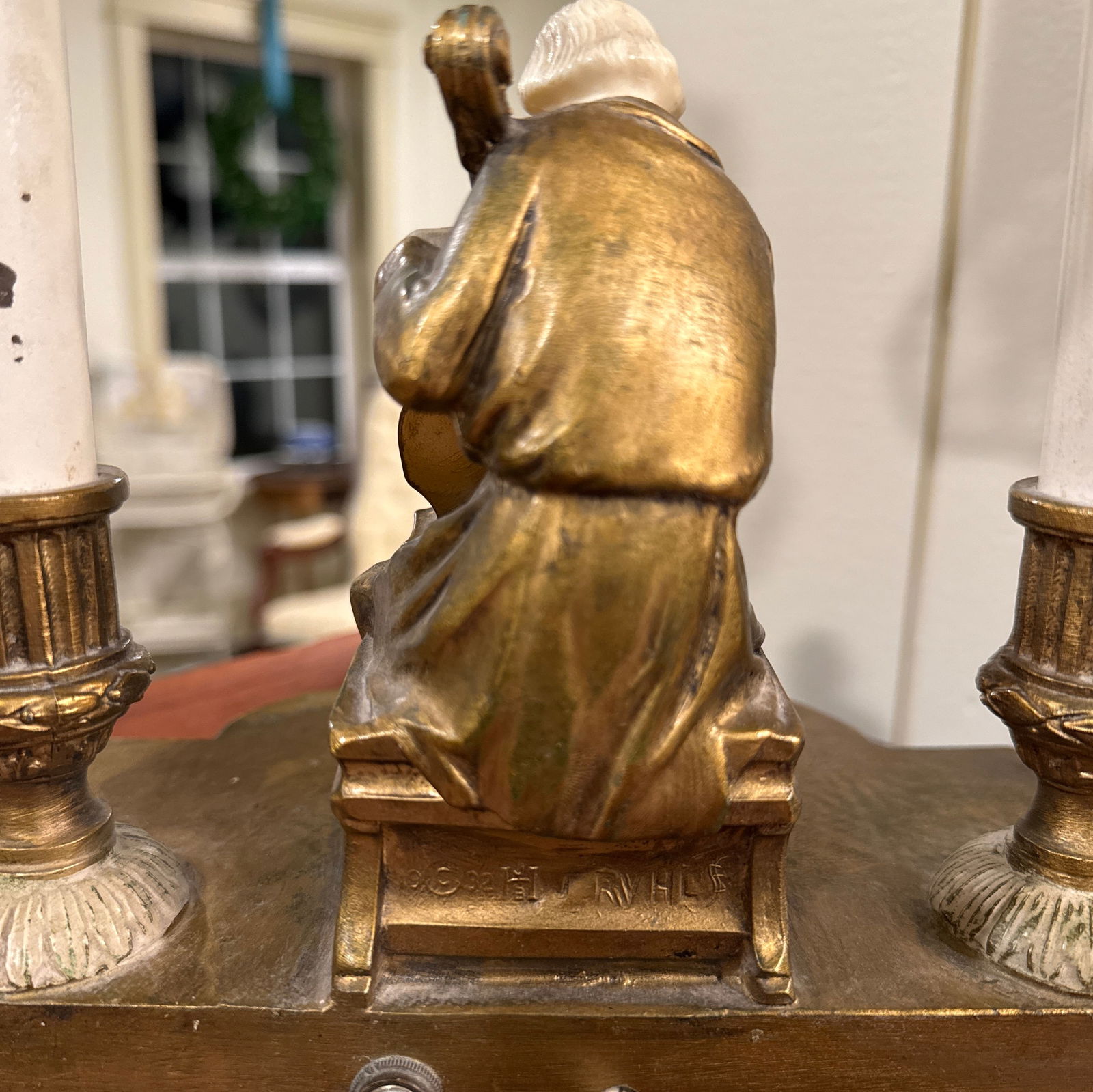 1930's Rare Elegant Gilded Twin Candlestick Lamp - 8