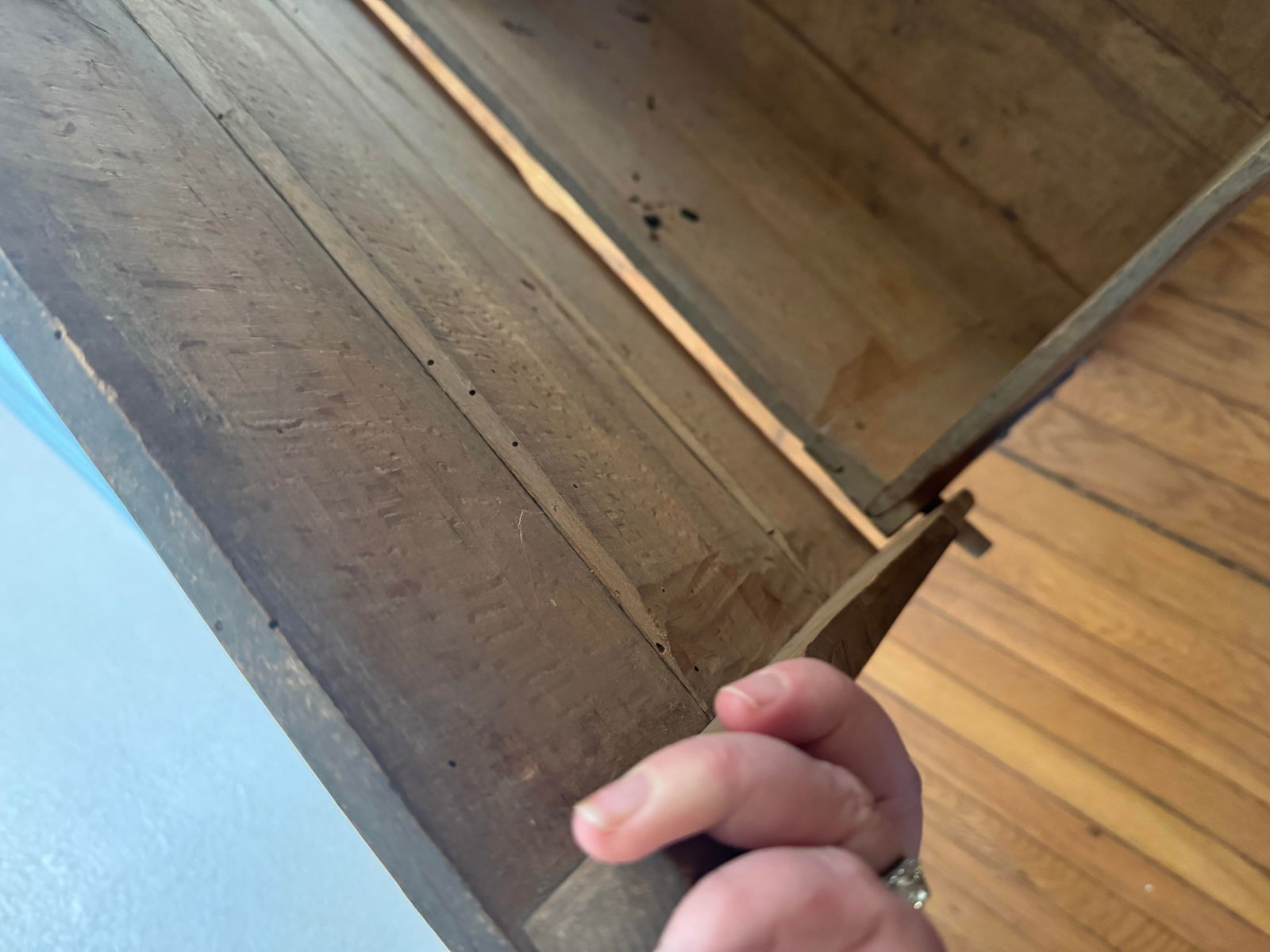 Antique Painted Wooden Storage Chest With Hand-Decorated Panels - 6