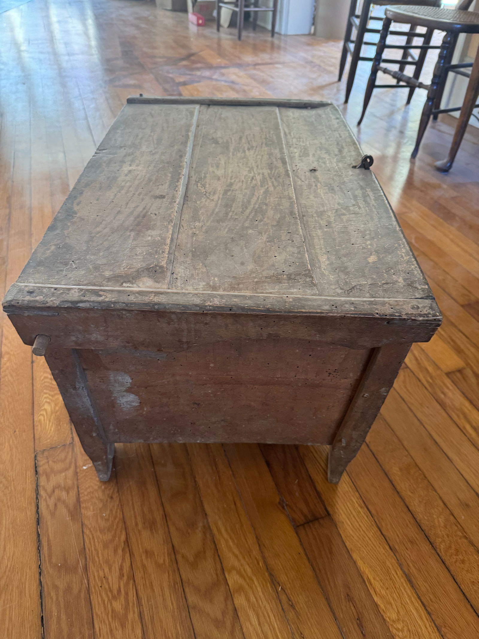 Antique Painted Wooden Storage Chest With Hand-Decorated Panels - 9