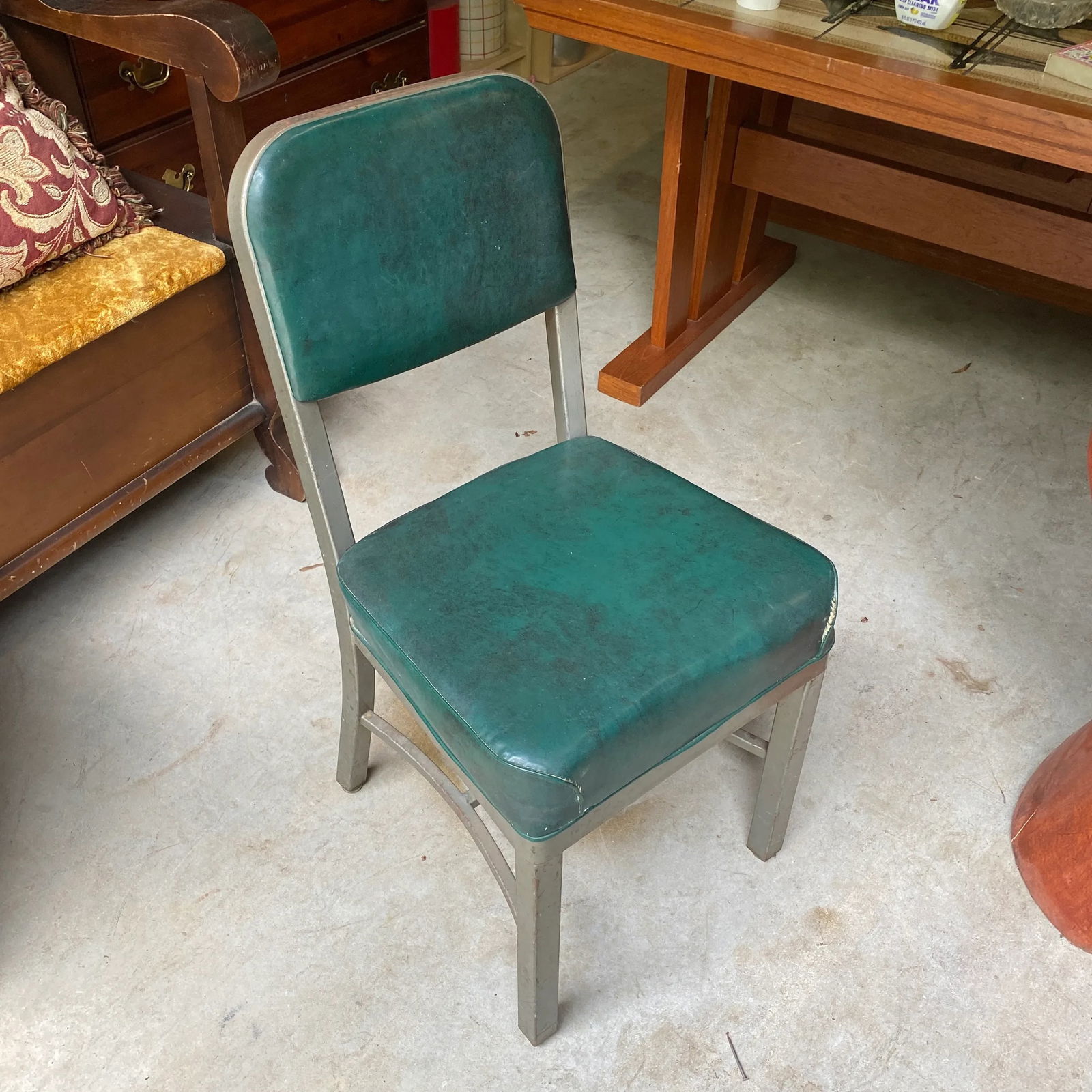 1950s Green Industrial Metal Chair - 7
