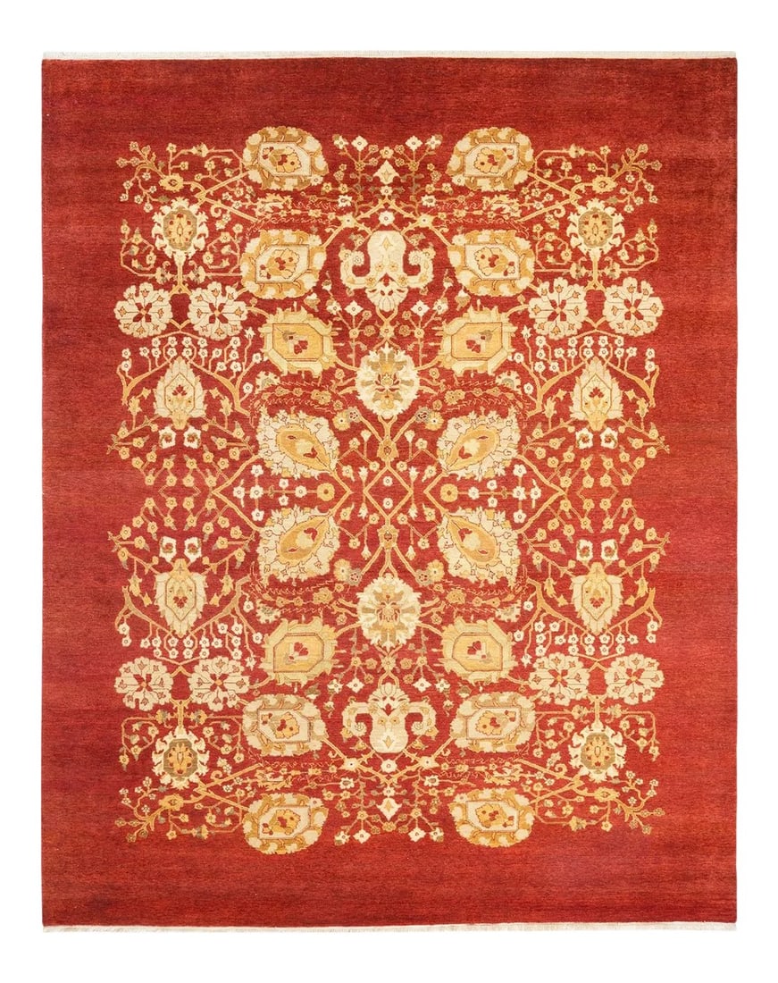 Eclectic Collection Hand-Knotted Area Rug - Red Collection 8' 2" x 10' 0": With an amalgam of sizes and aesthetic influences ranging from art deco to Rorschach and modernist, the rugs in the Eclectic collection defy definition, asking instead to become intriguing focal