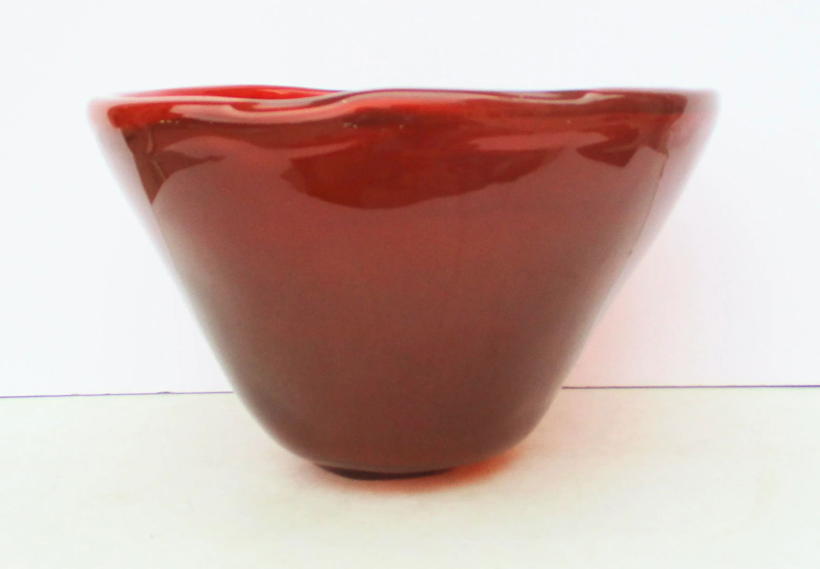 Amber Glass Freeform Poured Bowl - 2