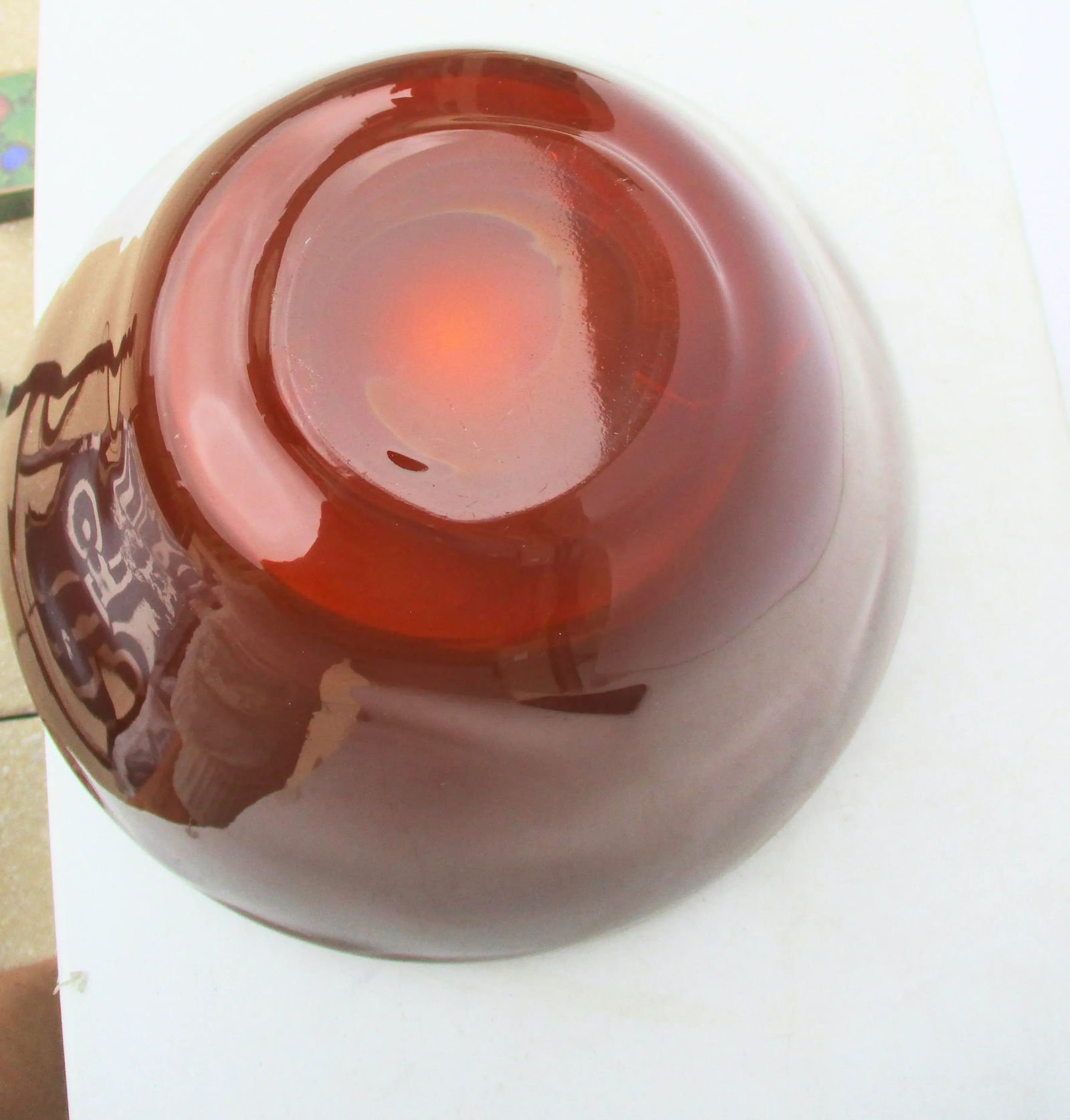 Amber Glass Freeform Poured Bowl - 6