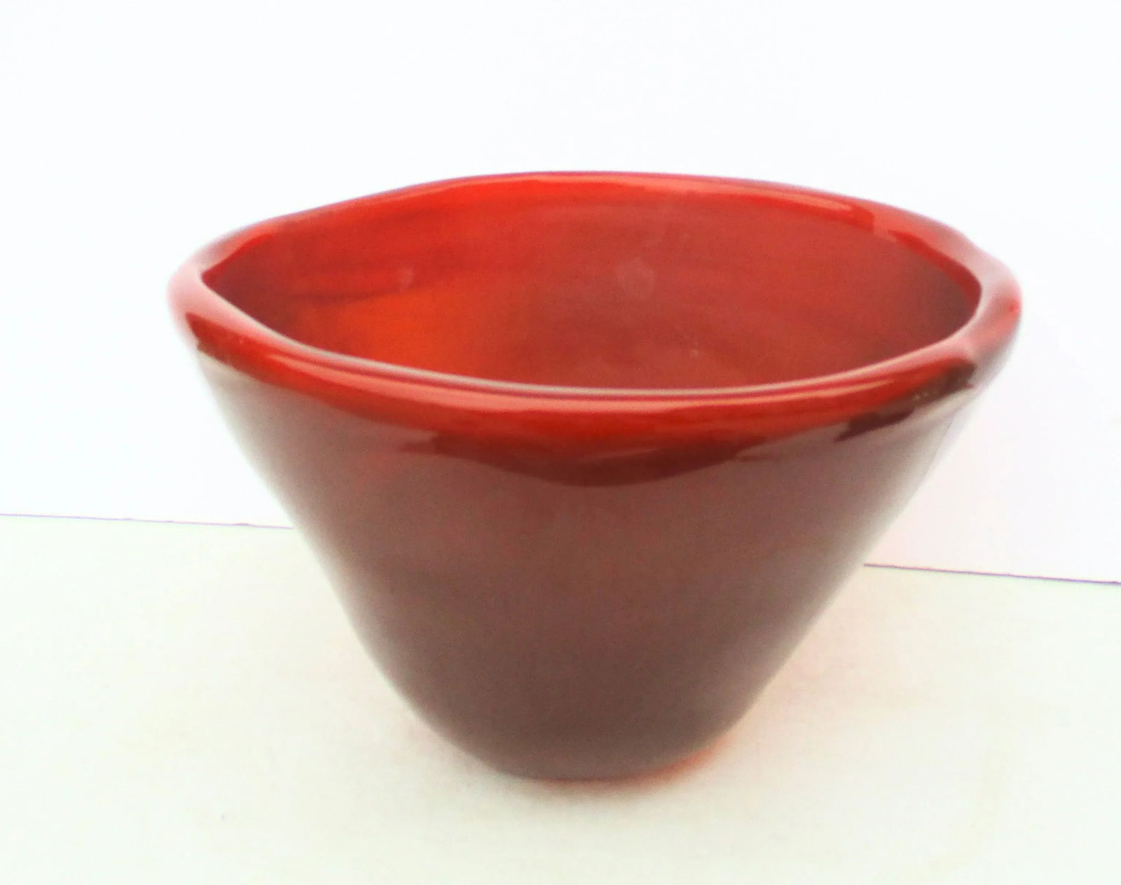 Amber Glass Freeform Poured Bowl - 8