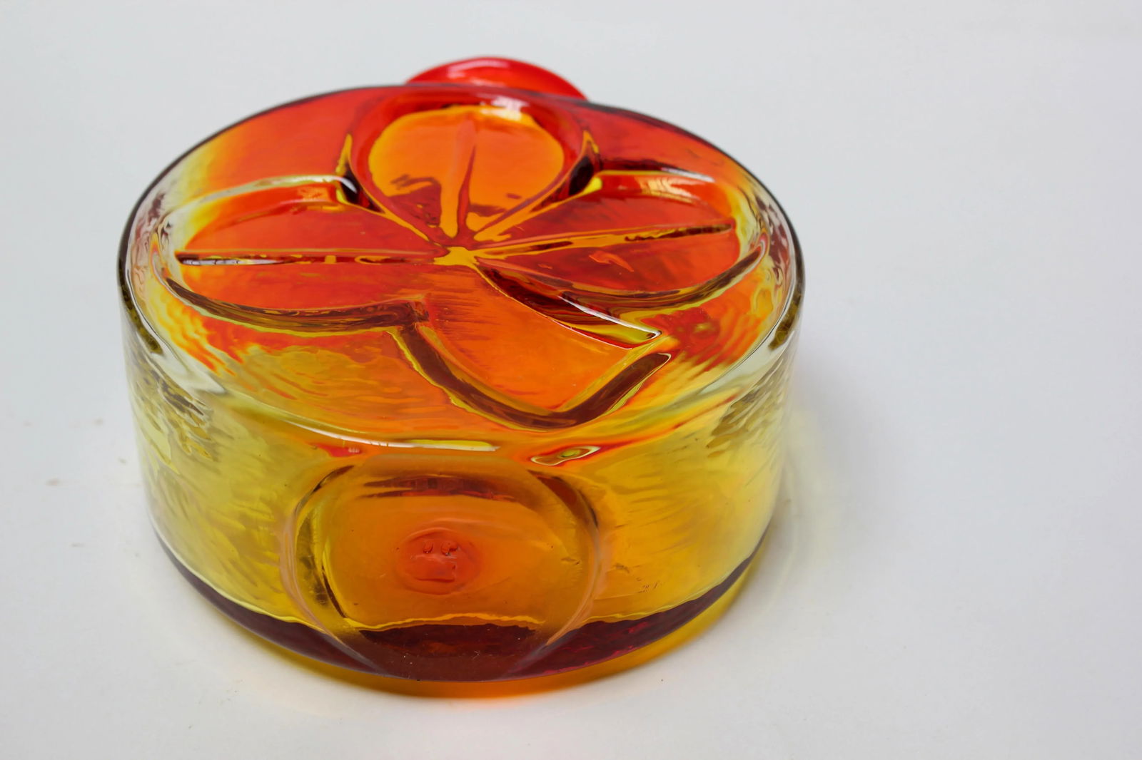 Amberina / Tangerine Blown Glass "Clover" Vase by Joel Myers for Blenko - 5