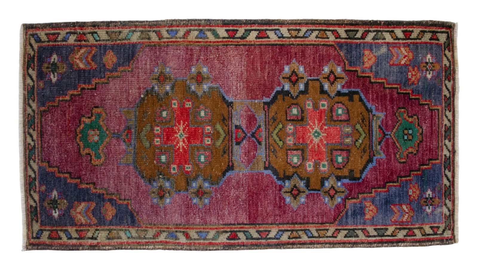 Handmade Small Turkish Rug 1970s Vintage Doormat Entryway Decor - 1' 8" X 3' 2" - 6