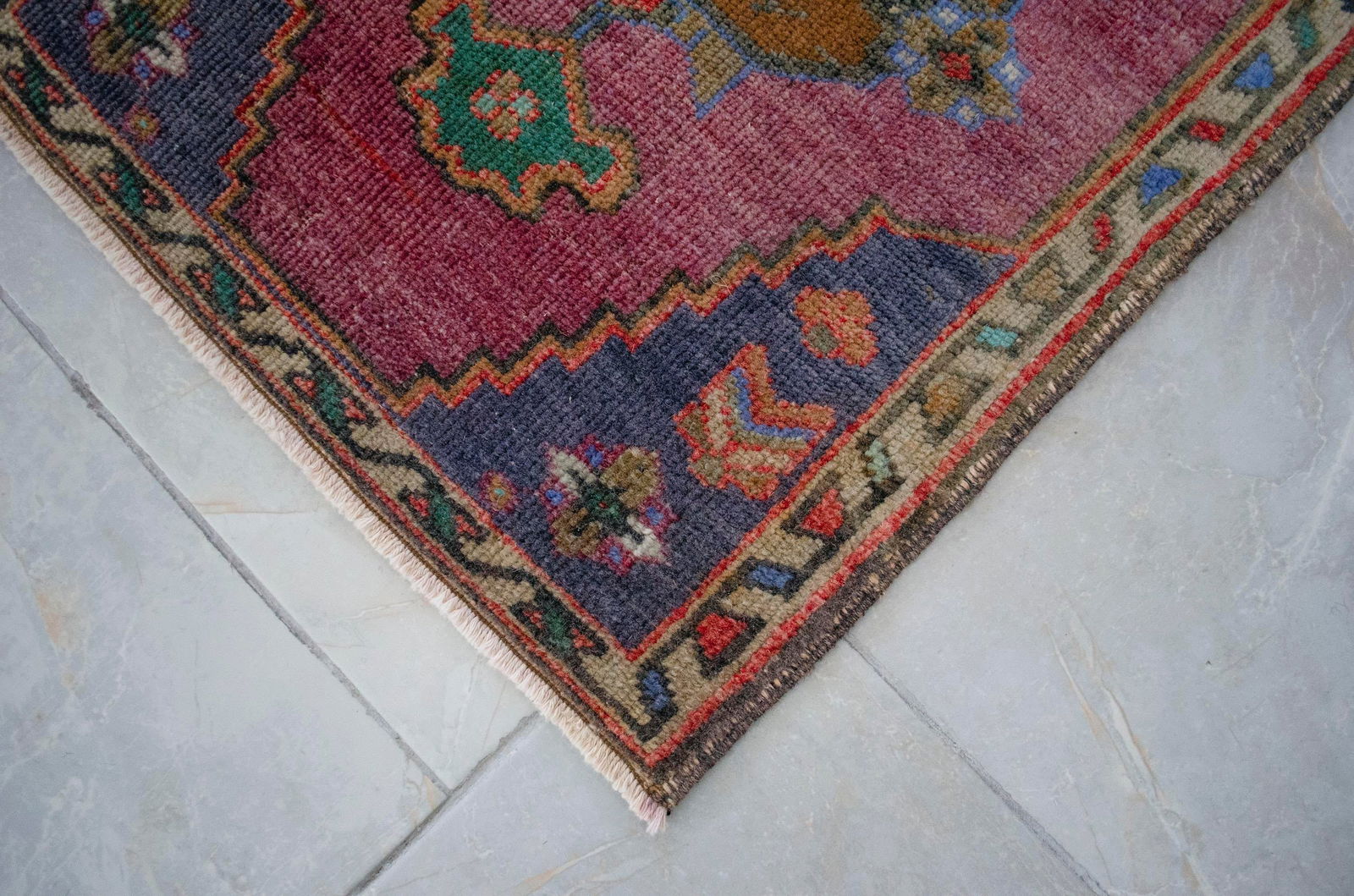 Handmade Small Turkish Rug 1970s Vintage Doormat Entryway Decor - 1' 8" X 3' 2" - 7