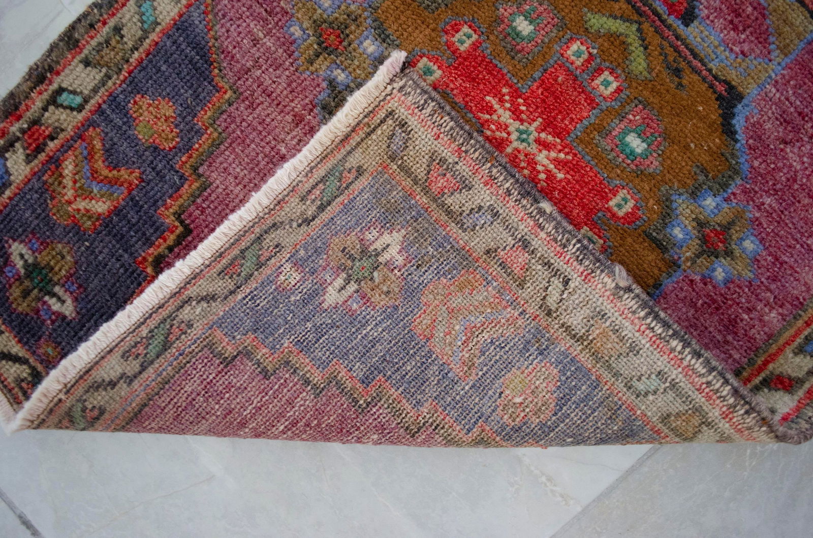 Handmade Small Turkish Rug 1970s Vintage Doormat Entryway Decor - 1' 8" X 3' 2" - 8