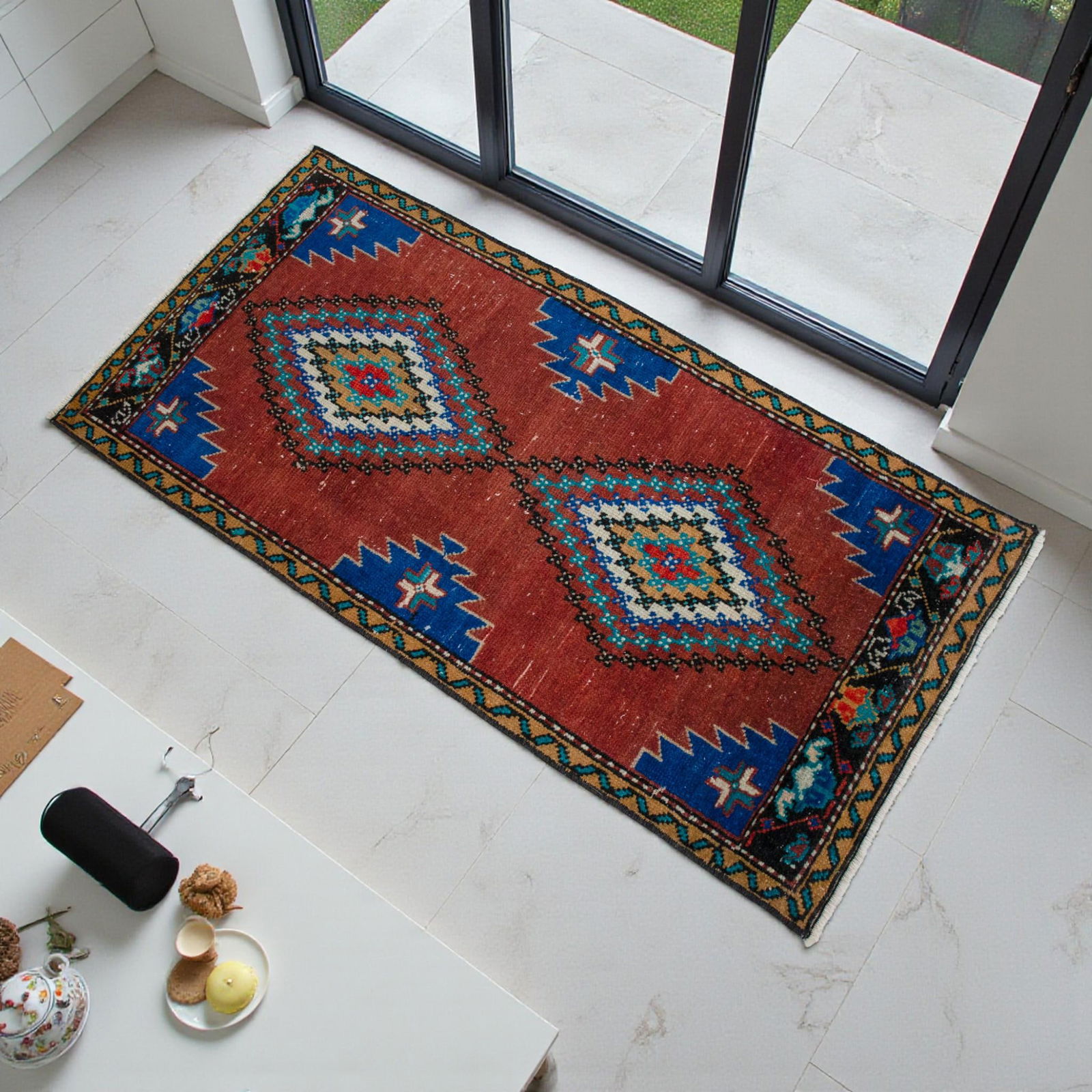 1970s Vintage Hand Knotted Small Rug - 2