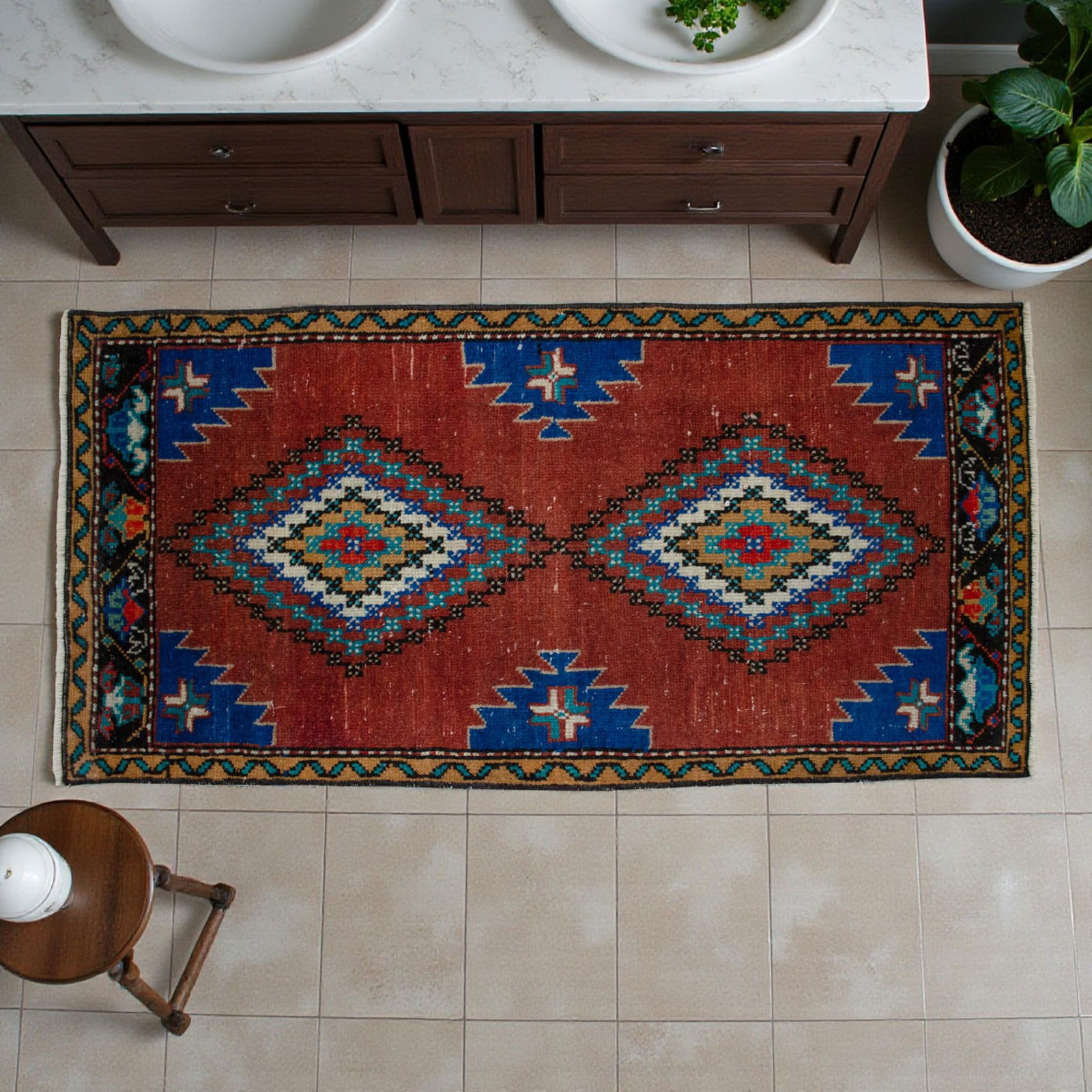 1970s Vintage Hand Knotted Small Rug - 3