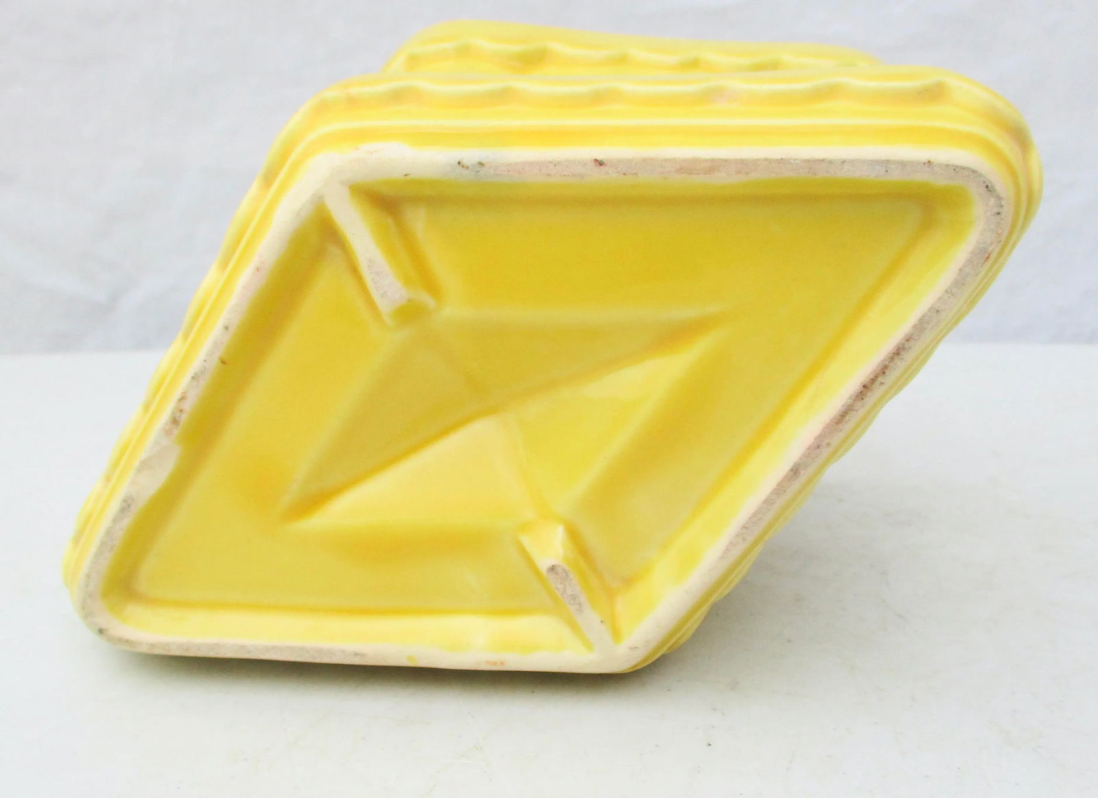 Vintage 1930s Yellow Art Deco Ceramic Planter - 5