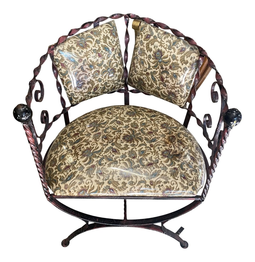 1970s Vintage Italian Revival Metal Twist Chair: Stunning Italian Revival Metal Twist Chair! This unique and gorgeous chair will definitely add class to your living space. Please check out my other listings Condition: Alterations: Original