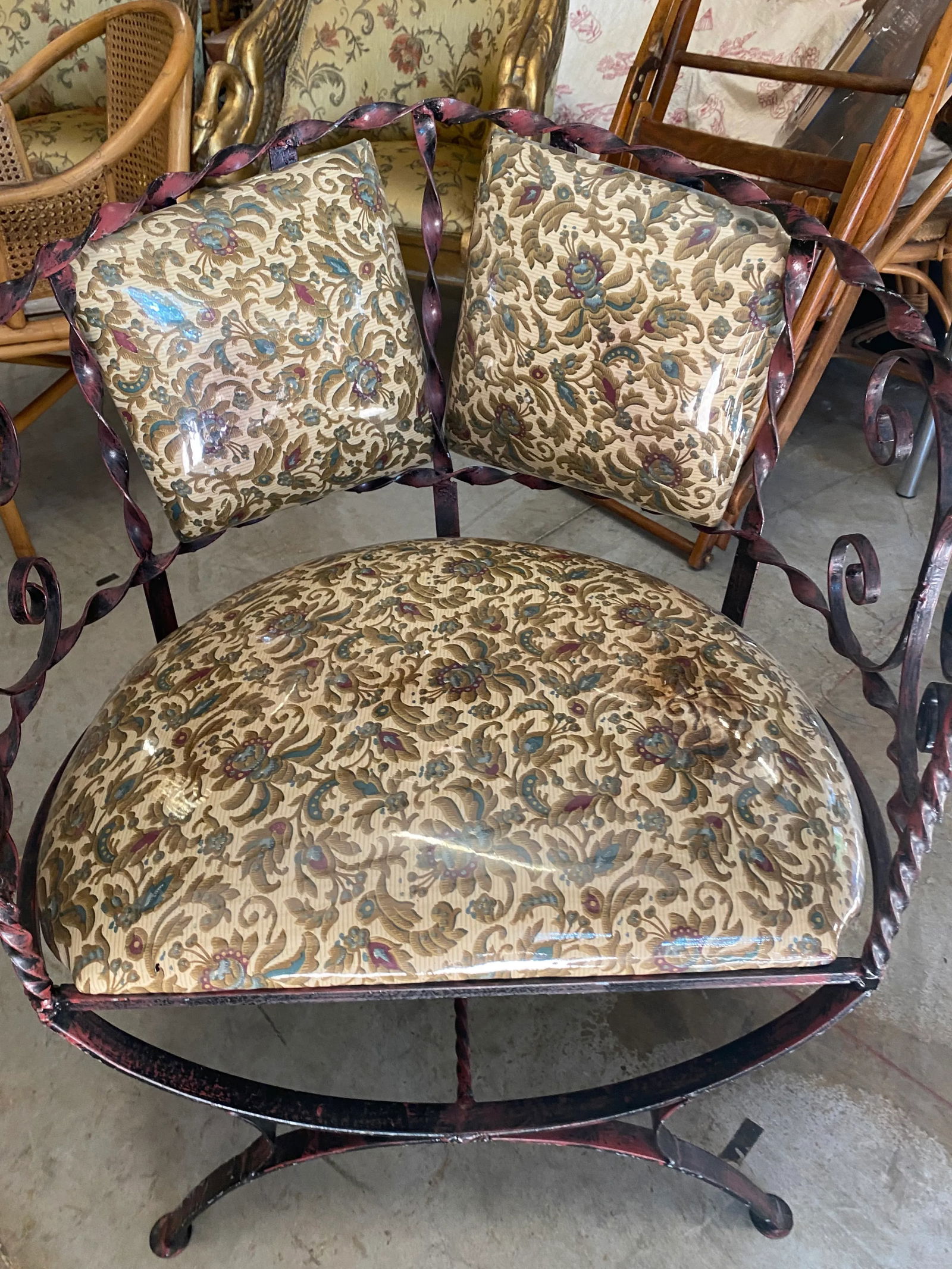 1970s Vintage Italian Revival Metal Twist Chair - 2