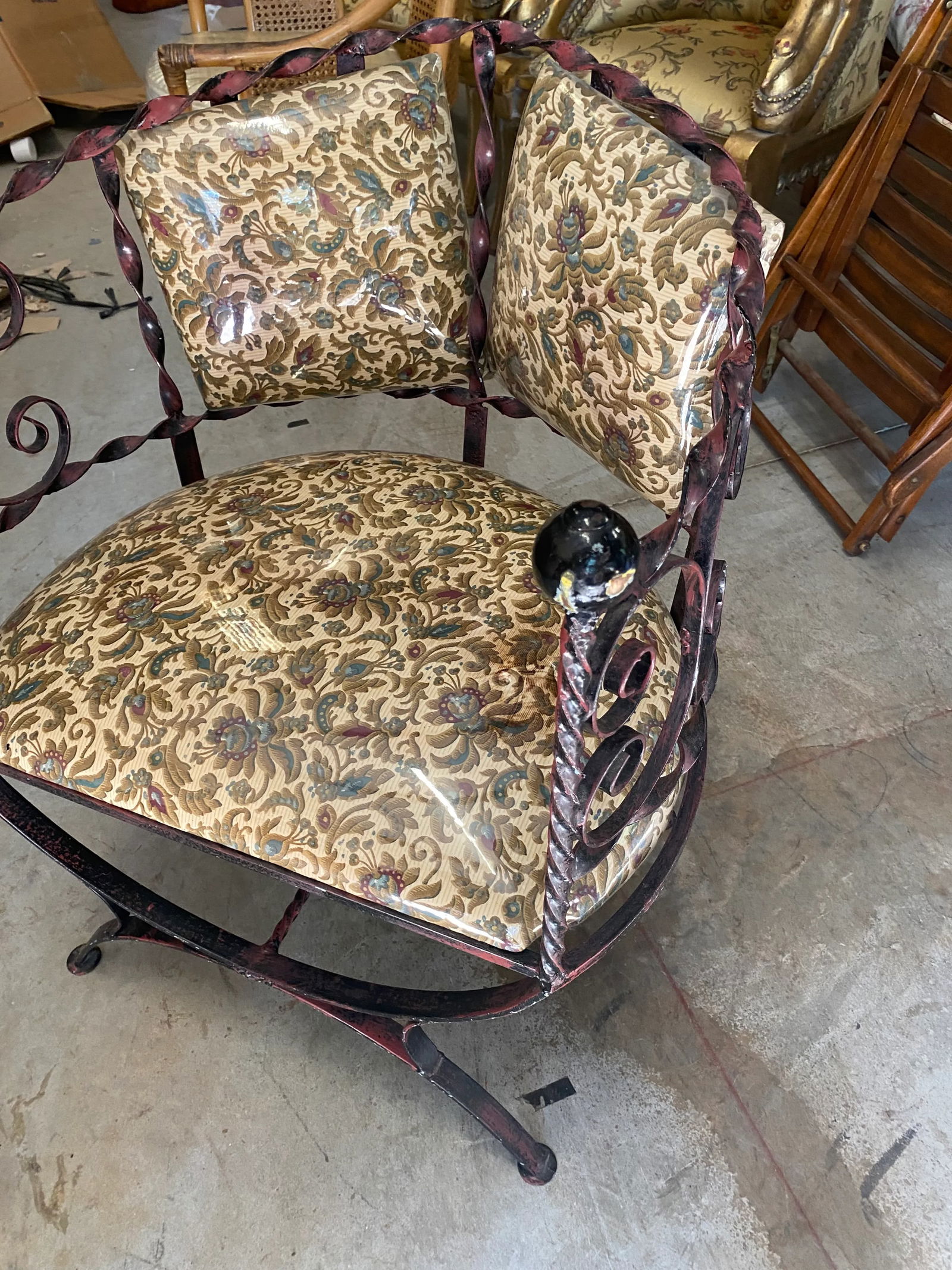 1970s Vintage Italian Revival Metal Twist Chair - 4
