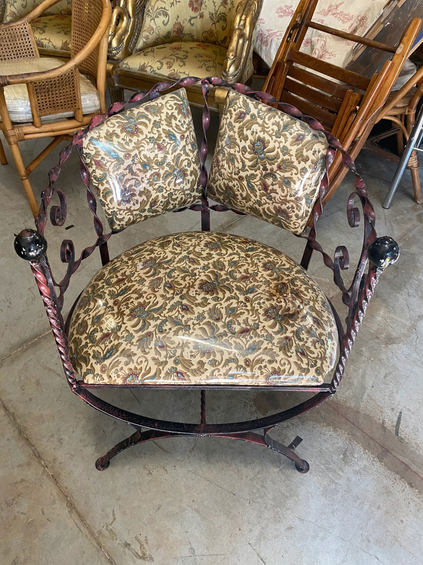 1970s Vintage Italian Revival Metal Twist Chair - 6