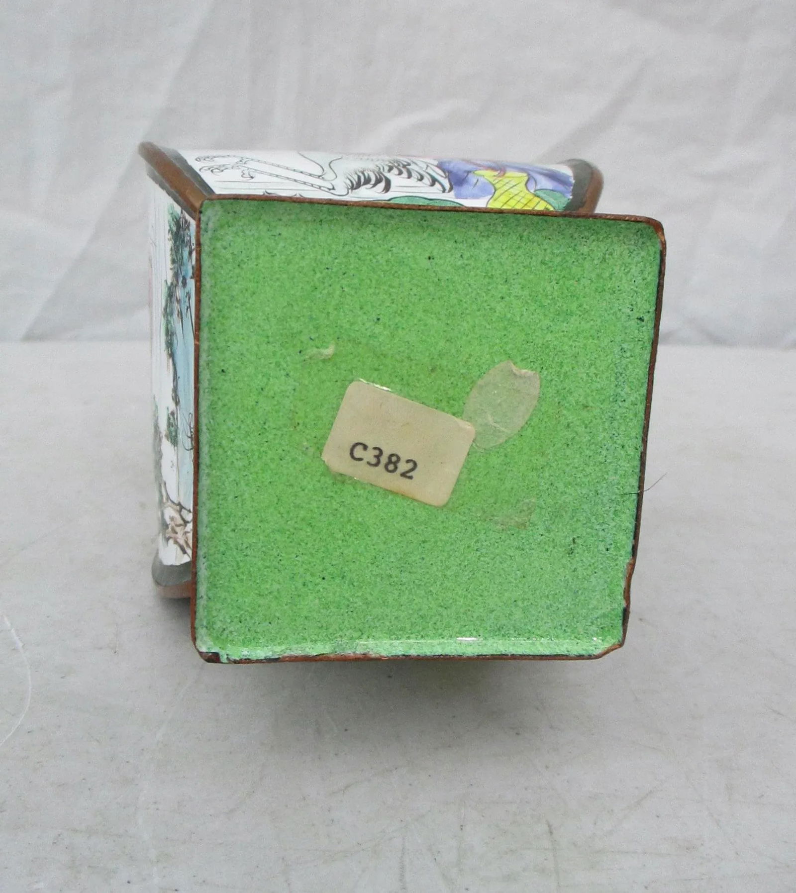 1950s Chinese Peking Copper and Enamel Square Vase - 10