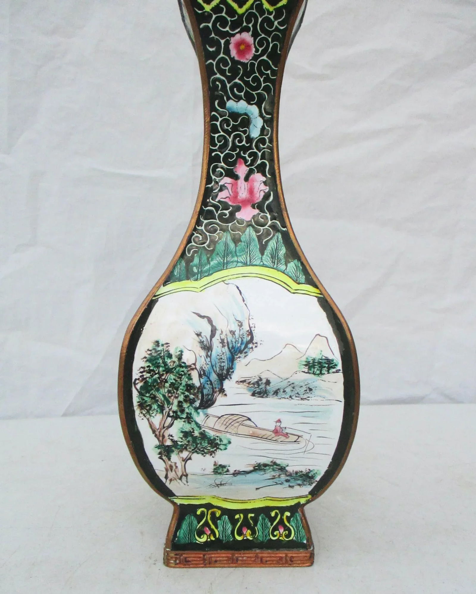 1950s Chinese Peking Copper and Enamel Square Vase - 3