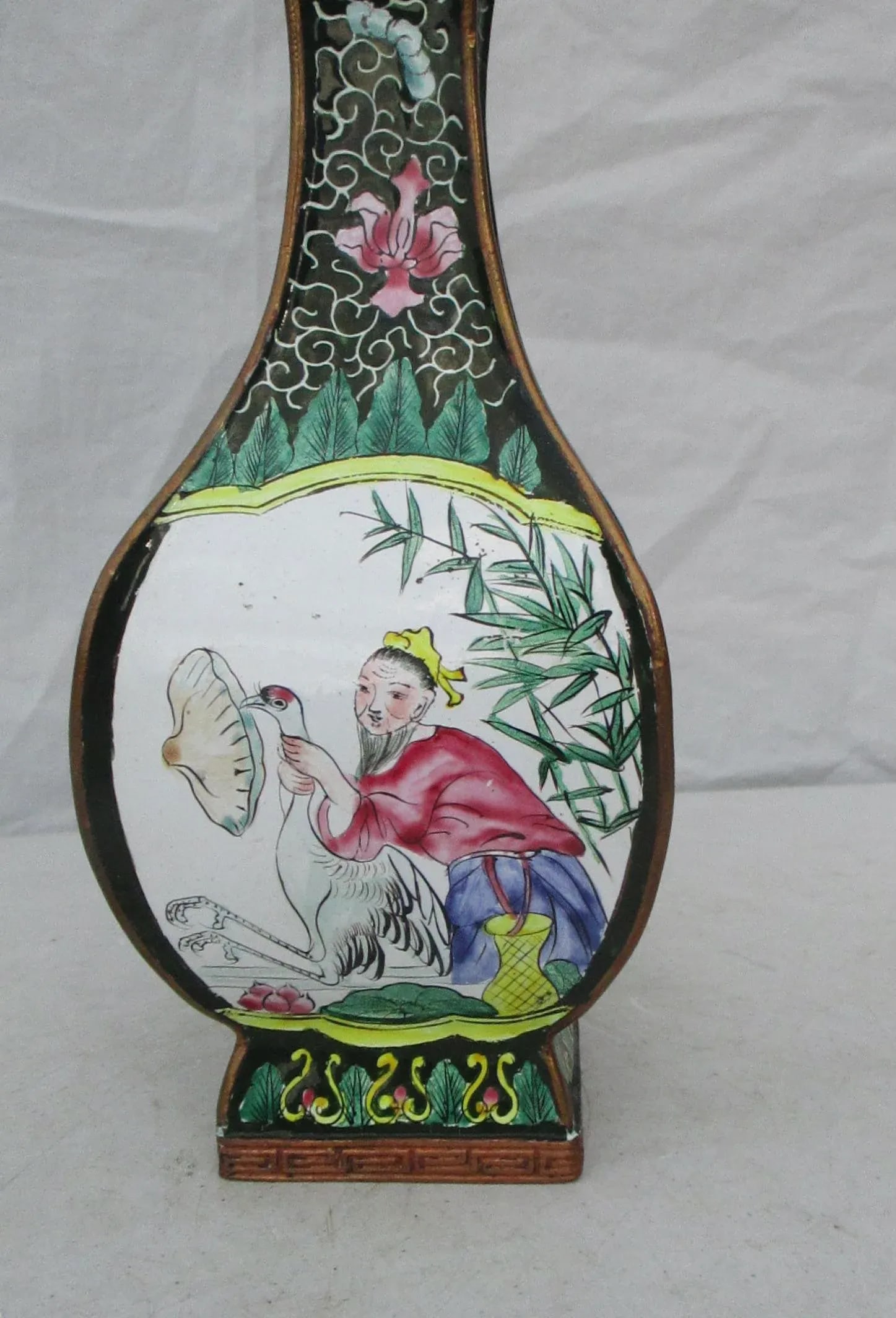 1950s Chinese Peking Copper and Enamel Square Vase - 5