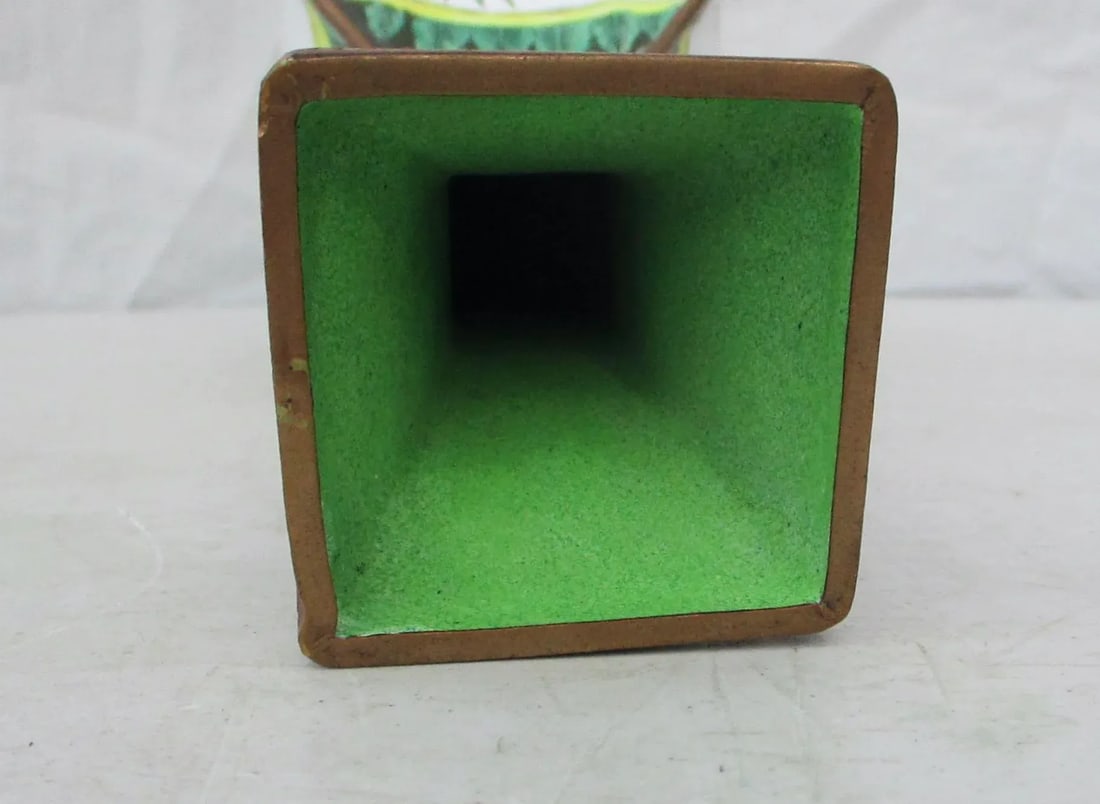1950s Chinese Peking Copper and Enamel Square Vase - 9