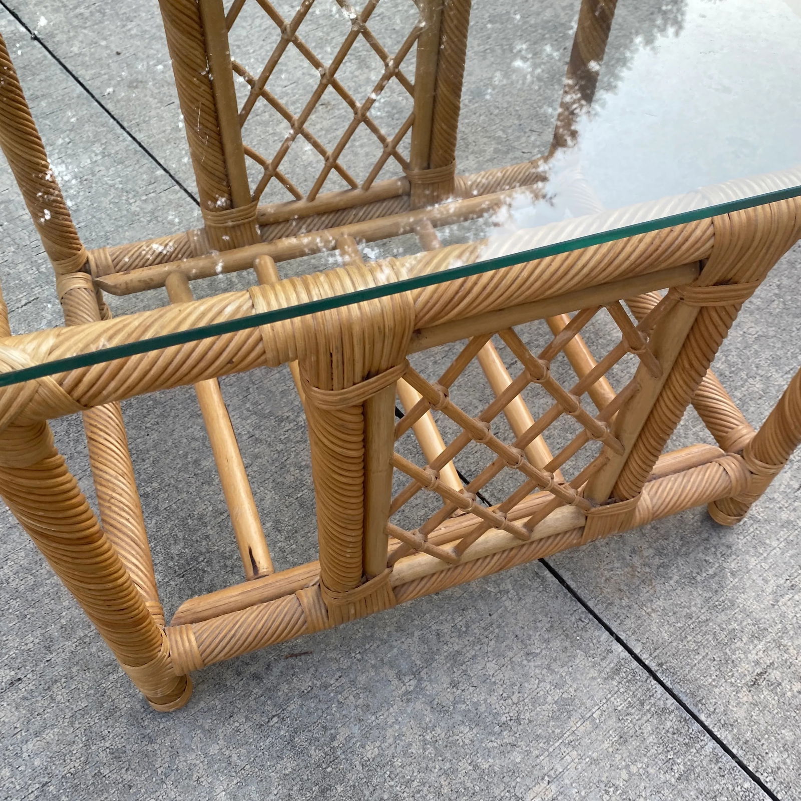 1970s Boho Chic Bamboo Side Table - 3