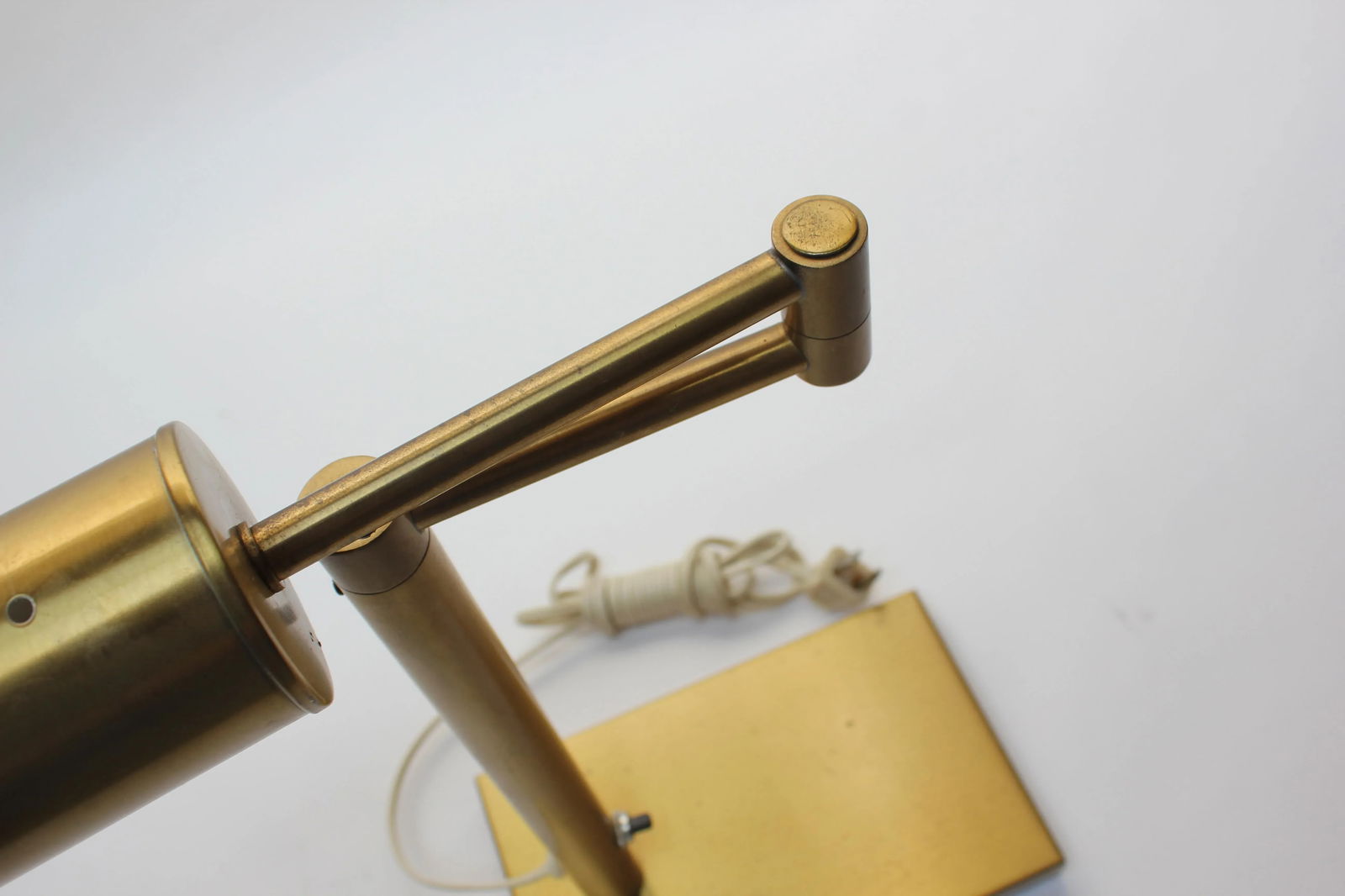 Walter Von Nessen Brass Swing Arm Table Lamp With Adjustable Cylindrical Shade - 10