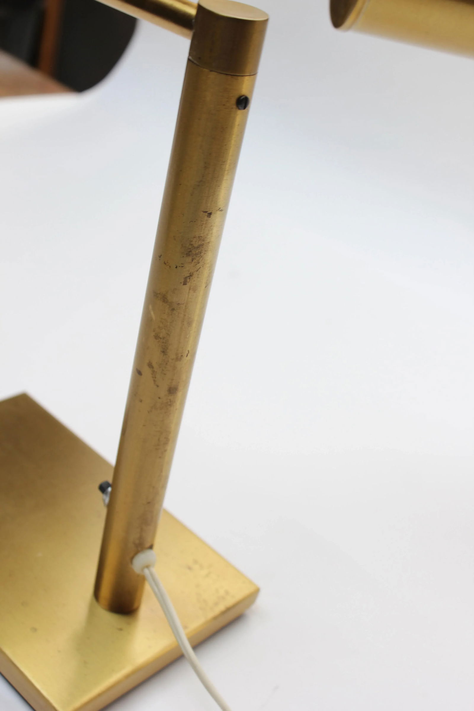 Walter Von Nessen Brass Swing Arm Table Lamp With Adjustable Cylindrical Shade - 12